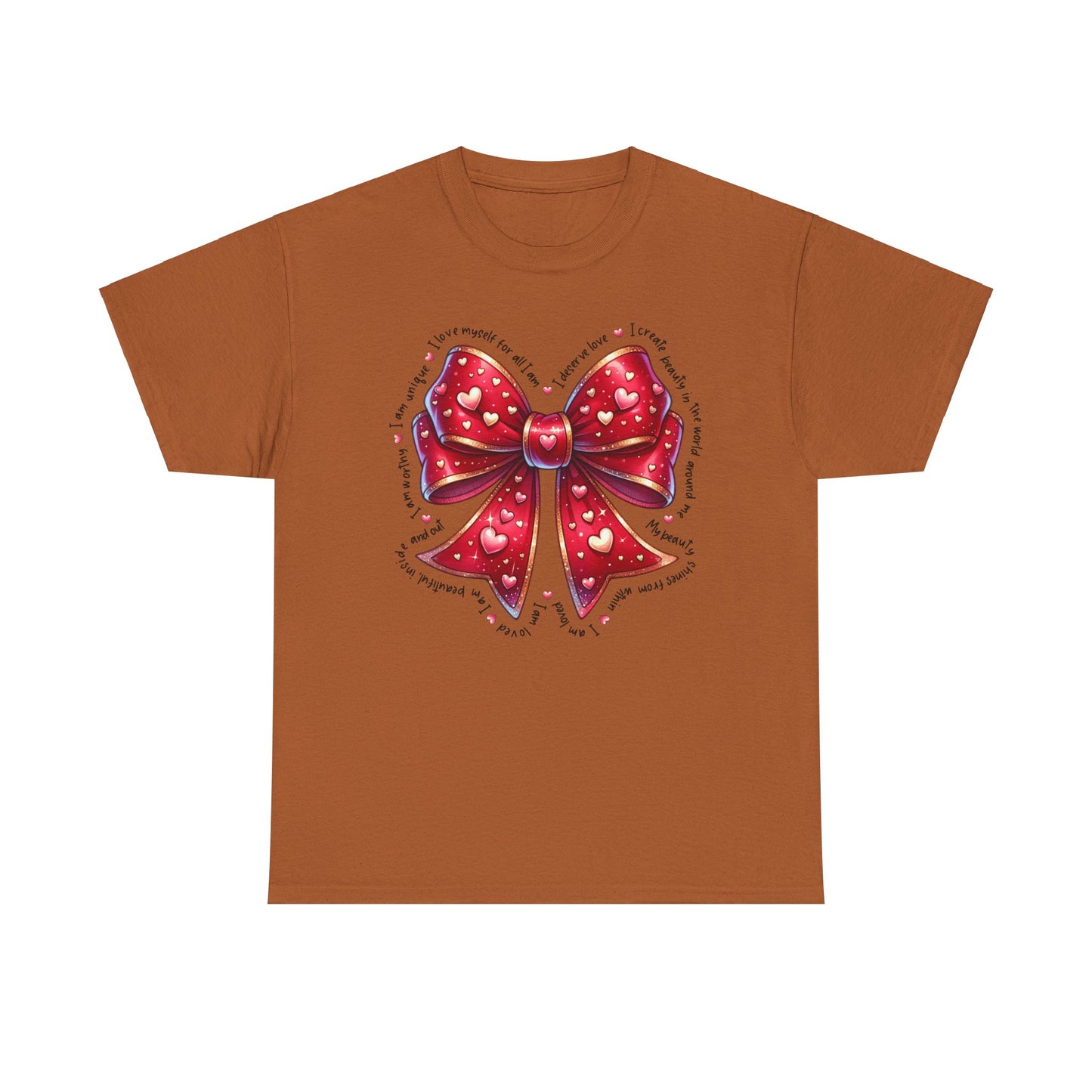 Bow Unisex Heavy Cotton Tee - Valentine's Day, Fun and Inspiring Girly Design