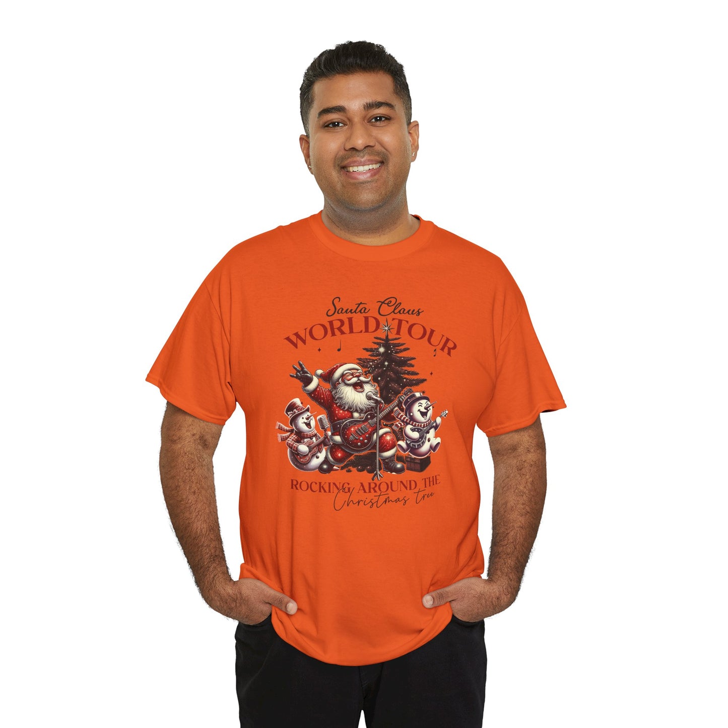 Santa Rocking around the Christmas Tree Unisex Heavy Cotton T-shirt - size S - 5X