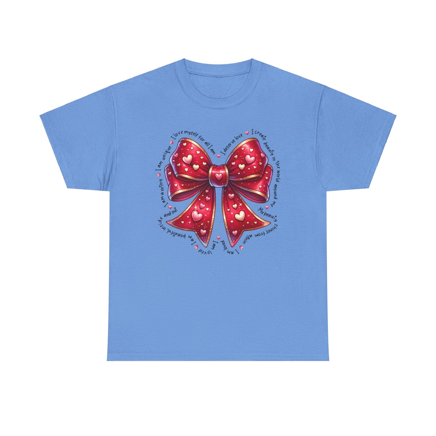 Bow Unisex Heavy Cotton Tee - Valentine's Day, Fun and Inspiring Girly Design