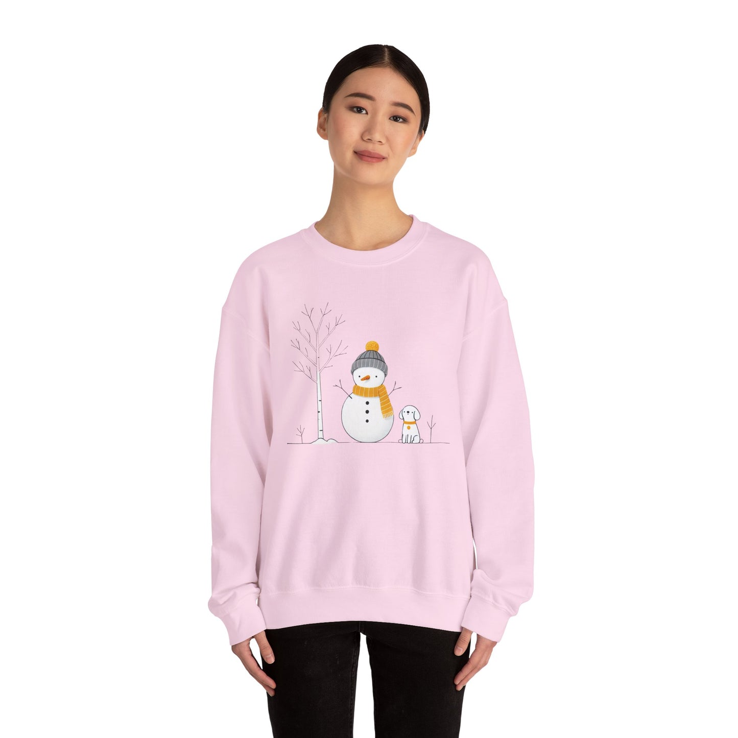 Snowman and Dog Winter Scene Unisex Heavy Blend™ Crewneck Sweatshirt - size S - 3X