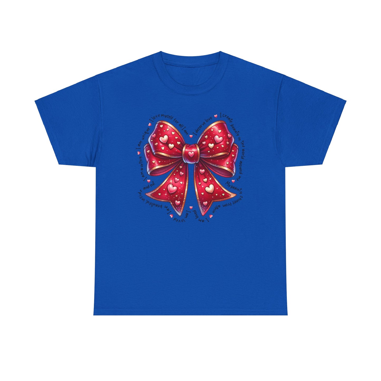 Bow Unisex Heavy Cotton Tee - Valentine's Day, Fun and Inspiring Girly Design