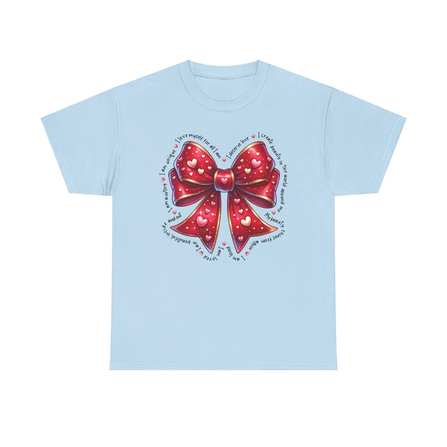 Bow Unisex Heavy Cotton Tee - Valentine's Day, Fun and Inspiring Girly Design