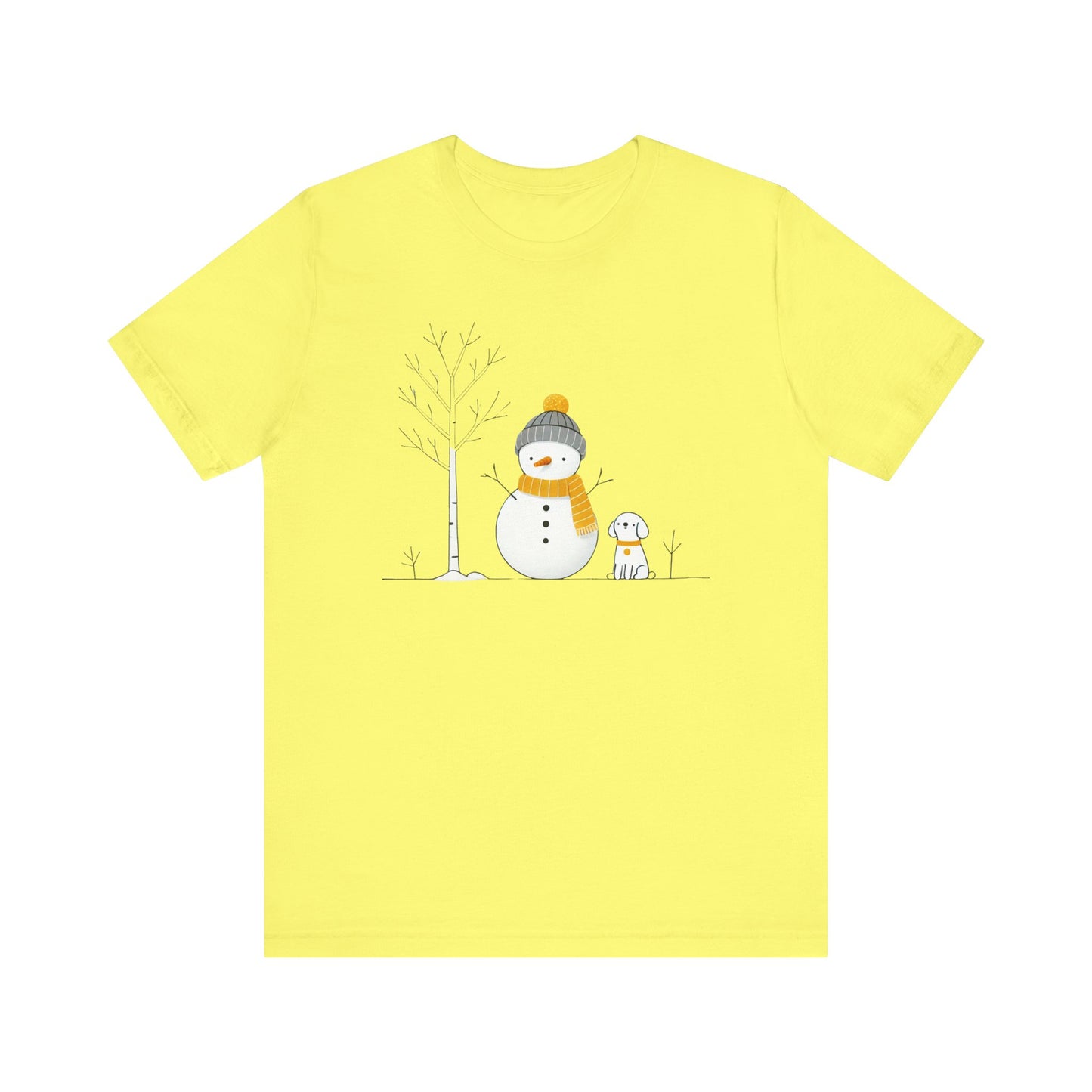 Snowman and dog winter scene Unisex Jersey Short Sleeve Tee - sizes S - 3X