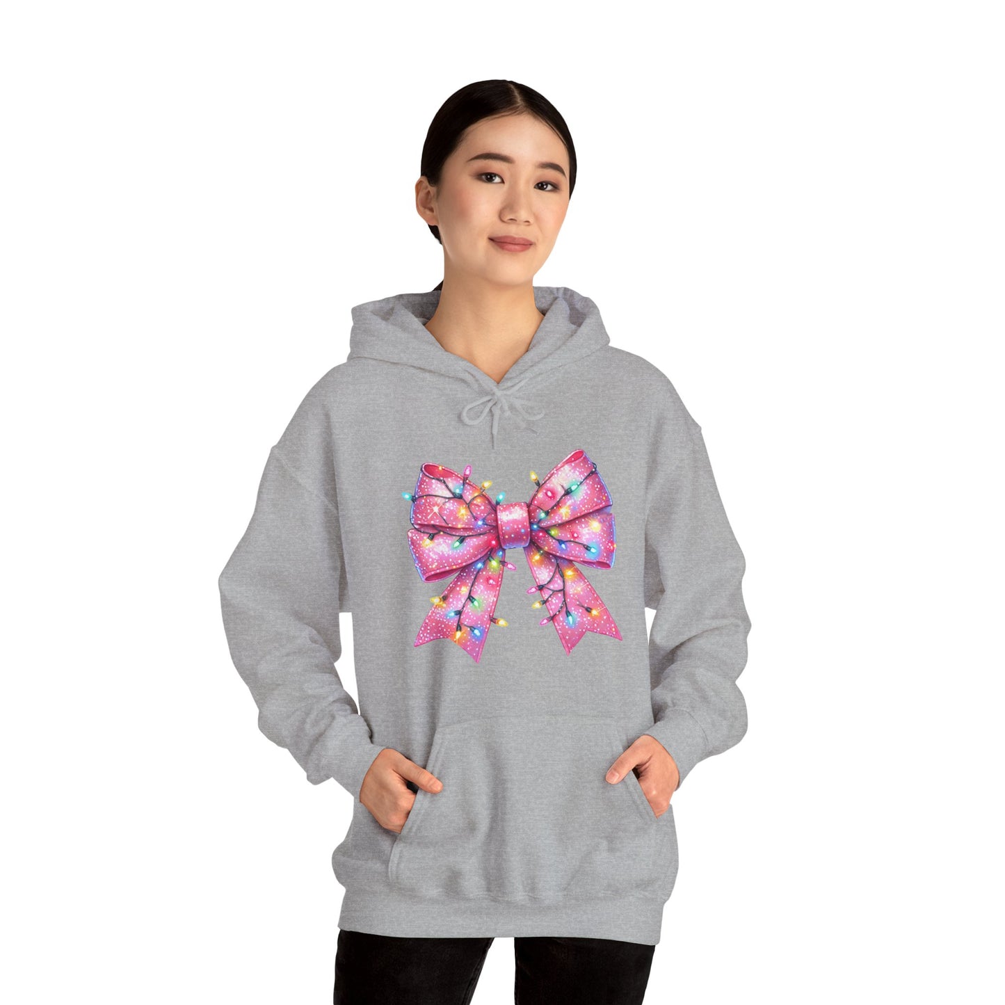 Big Pink Christmas Bow Unisex Heavy Blend™ Hooded Sweatshirt - sizes S - 3X