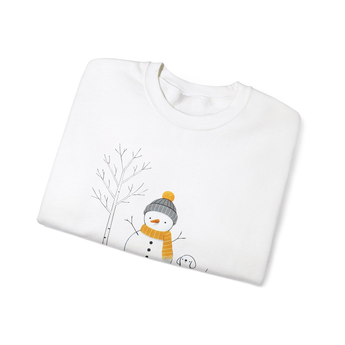 Snowman and Dog Winter Scene Unisex Heavy Blend™ Crewneck Sweatshirt - size S - 3X
