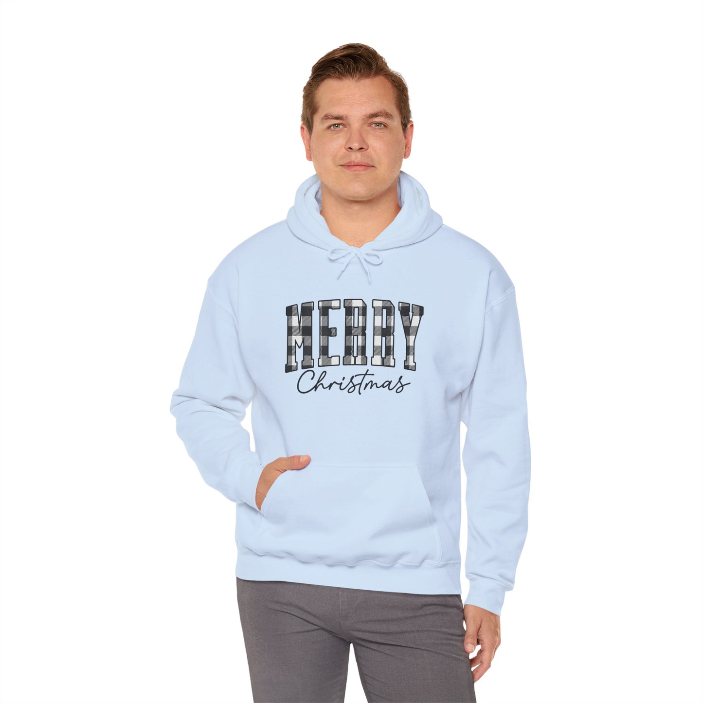Buffalo Plaid Merry Christmas Unisex Heavy Blend™ Hooded Sweatshirt - size S - 3X
