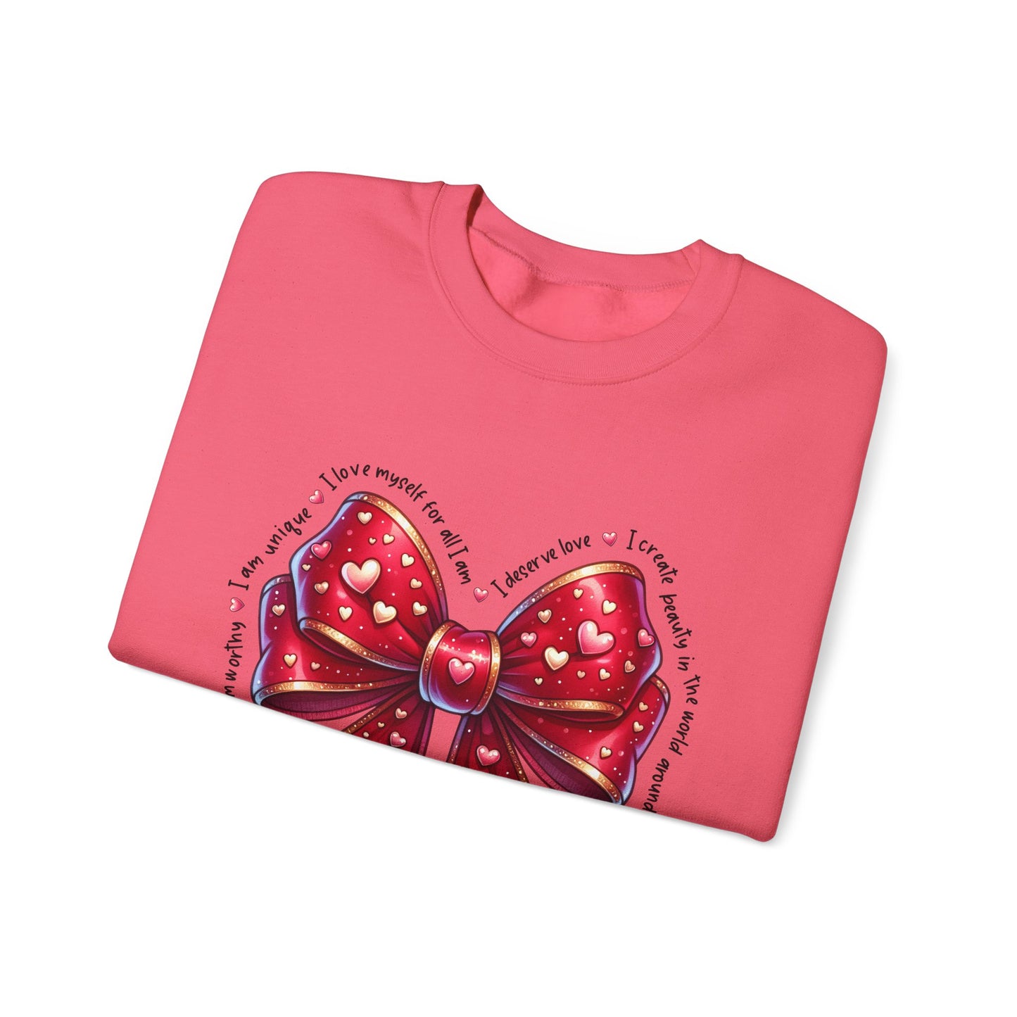 Bow Unisex Heavy Blend Crewneck Sweatshirt - Valentine's Day Warm & Cozy Girly Design