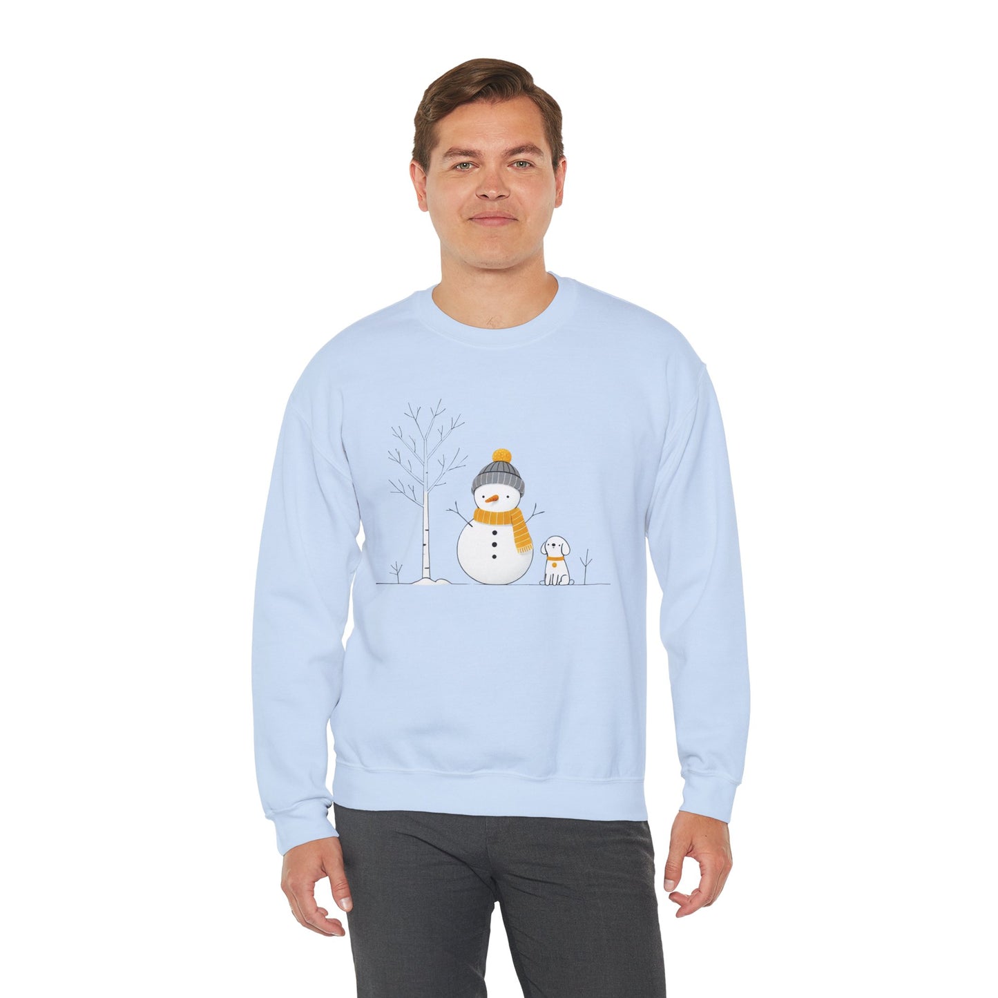 Snowman and Dog Winter Scene Unisex Heavy Blend™ Crewneck Sweatshirt - size S - 3X