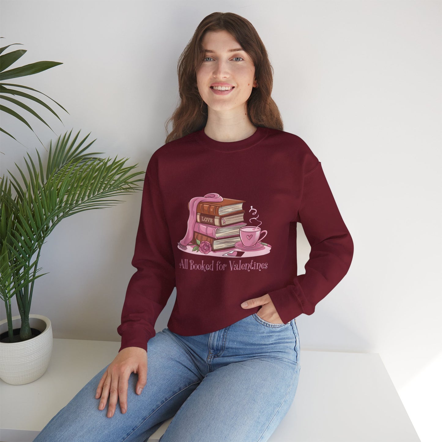 Valentine's Day Book Lover Crewneck Sweatshirt - S - 5X