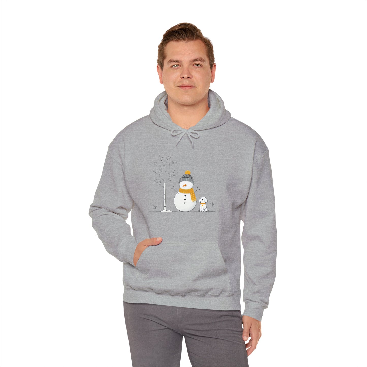 Snowman and dog winter scene Unisex Heavy Blend™ Hooded Sweatshirt - sizes S - 3X