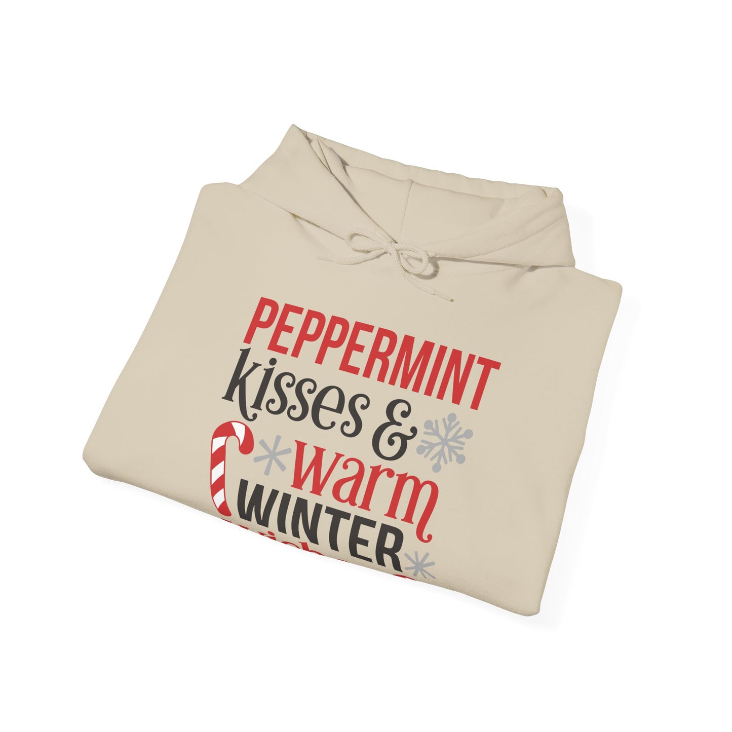 Peppermint Kisses and Warm Winter Wishes Unisex Heavy Blend™ Hooded Sweatshirt - sizes S - 3X