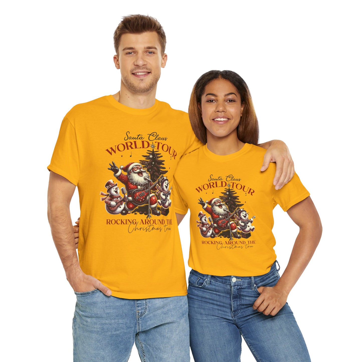Santa Rocking around the Christmas Tree Unisex Heavy Cotton T-shirt - size S - 5X