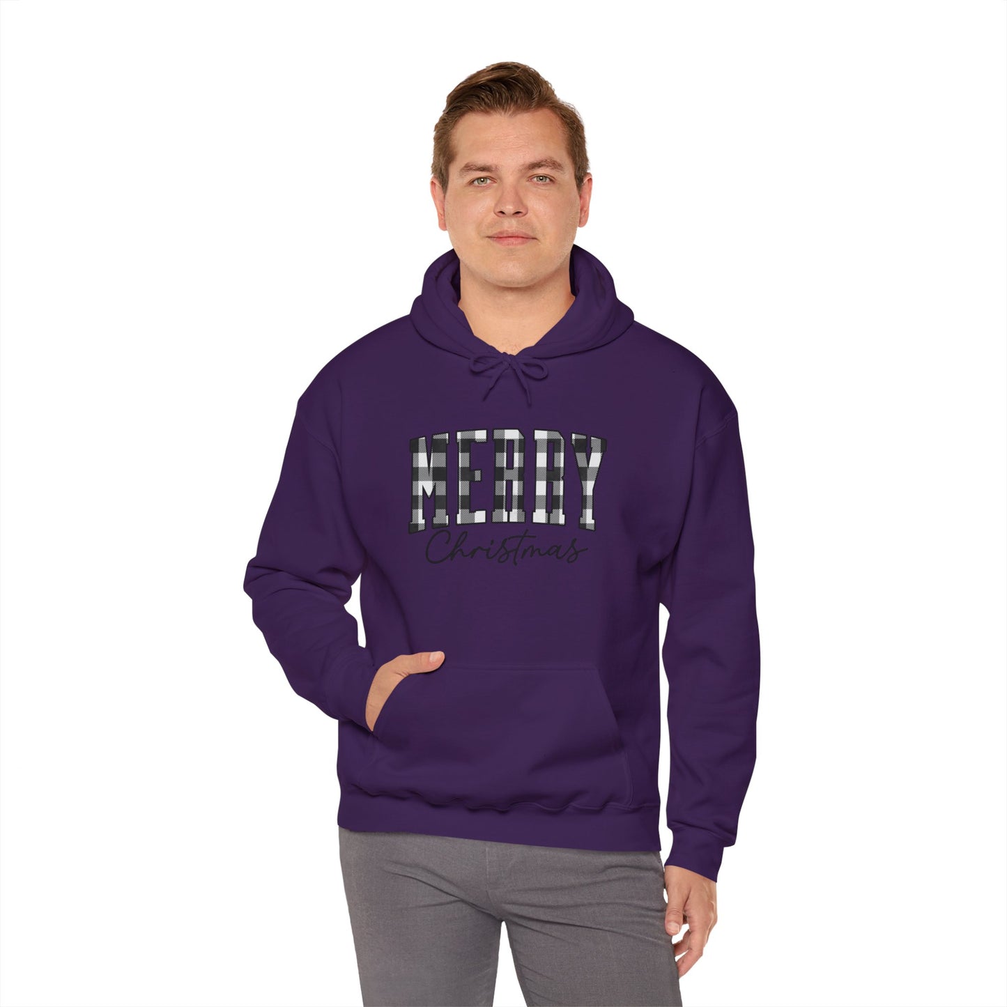 Buffalo Plaid Merry Christmas Unisex Heavy Blend™ Hooded Sweatshirt - size S - 3X