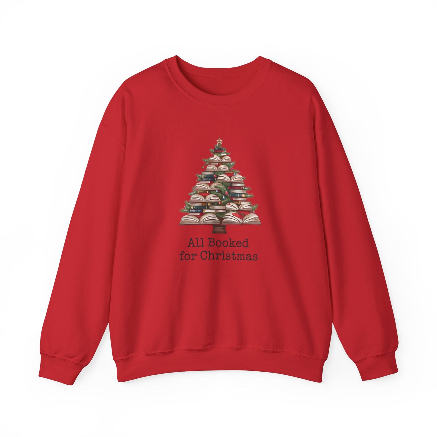 All Booked for Christmas, Book Christmas tree, Unisex Heavy Blend Crewneck Sweatshirt - sizes S - 3X
