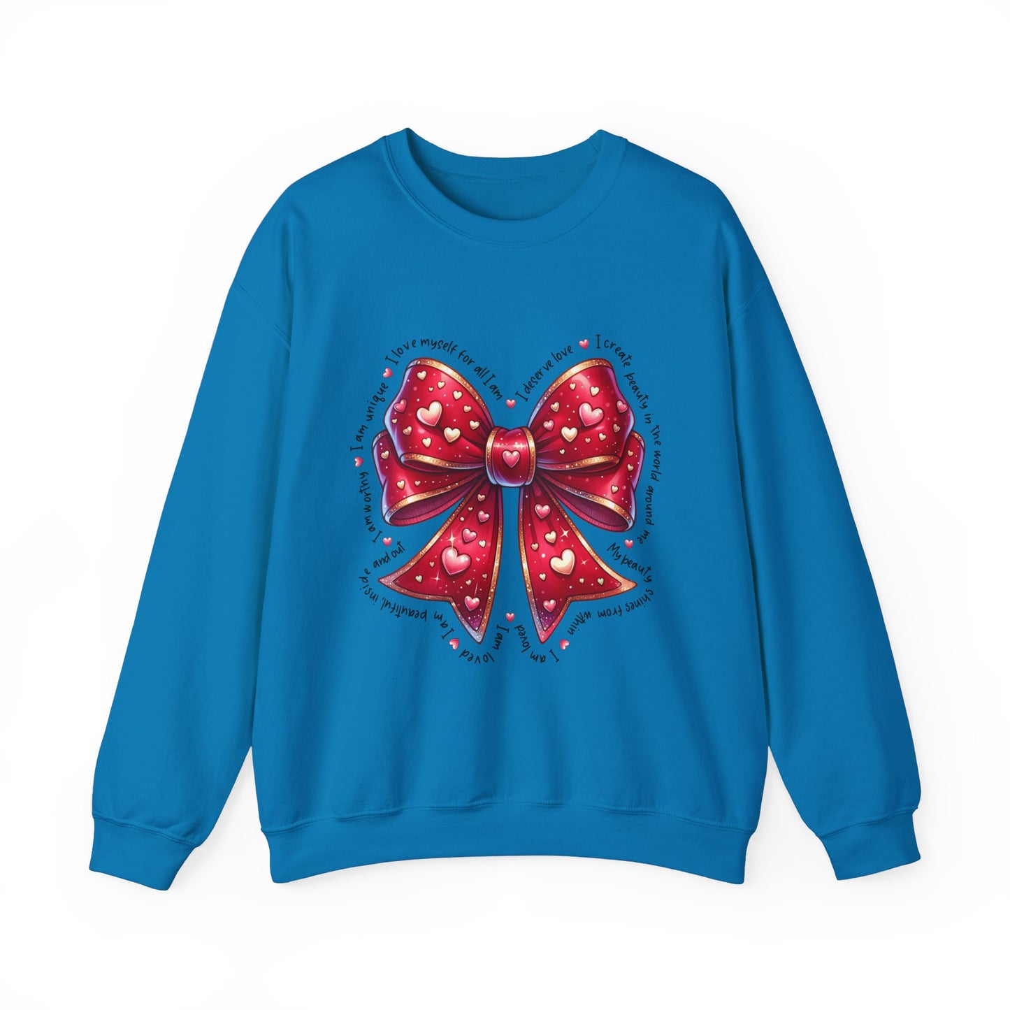 Bow Unisex Heavy Blend Crewneck Sweatshirt - Valentine's Day Warm & Cozy Girly Design