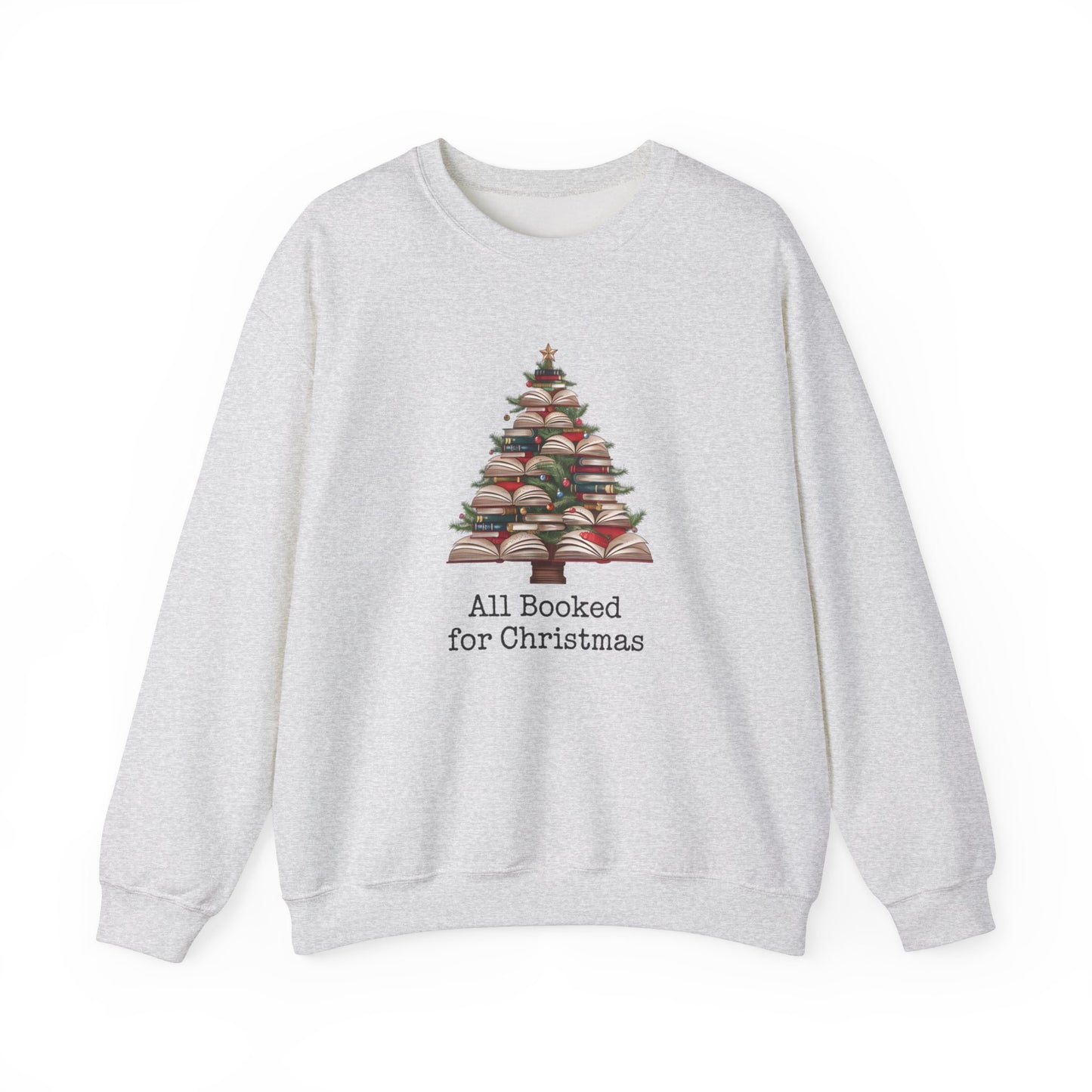 All Booked for Christmas, Book Christmas tree, Unisex Heavy Blend Crewneck Sweatshirt - sizes S - 3X