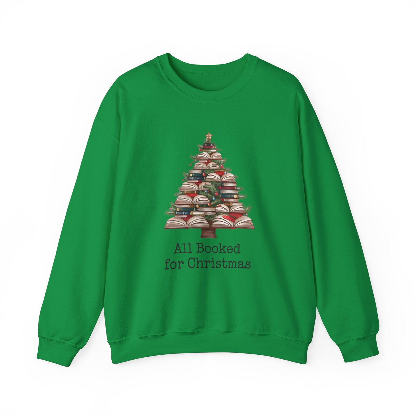 All Booked for Christmas, Book Christmas Tree, Unisex Heavy Blend Crewneck Sweatshirt - size S - 5X