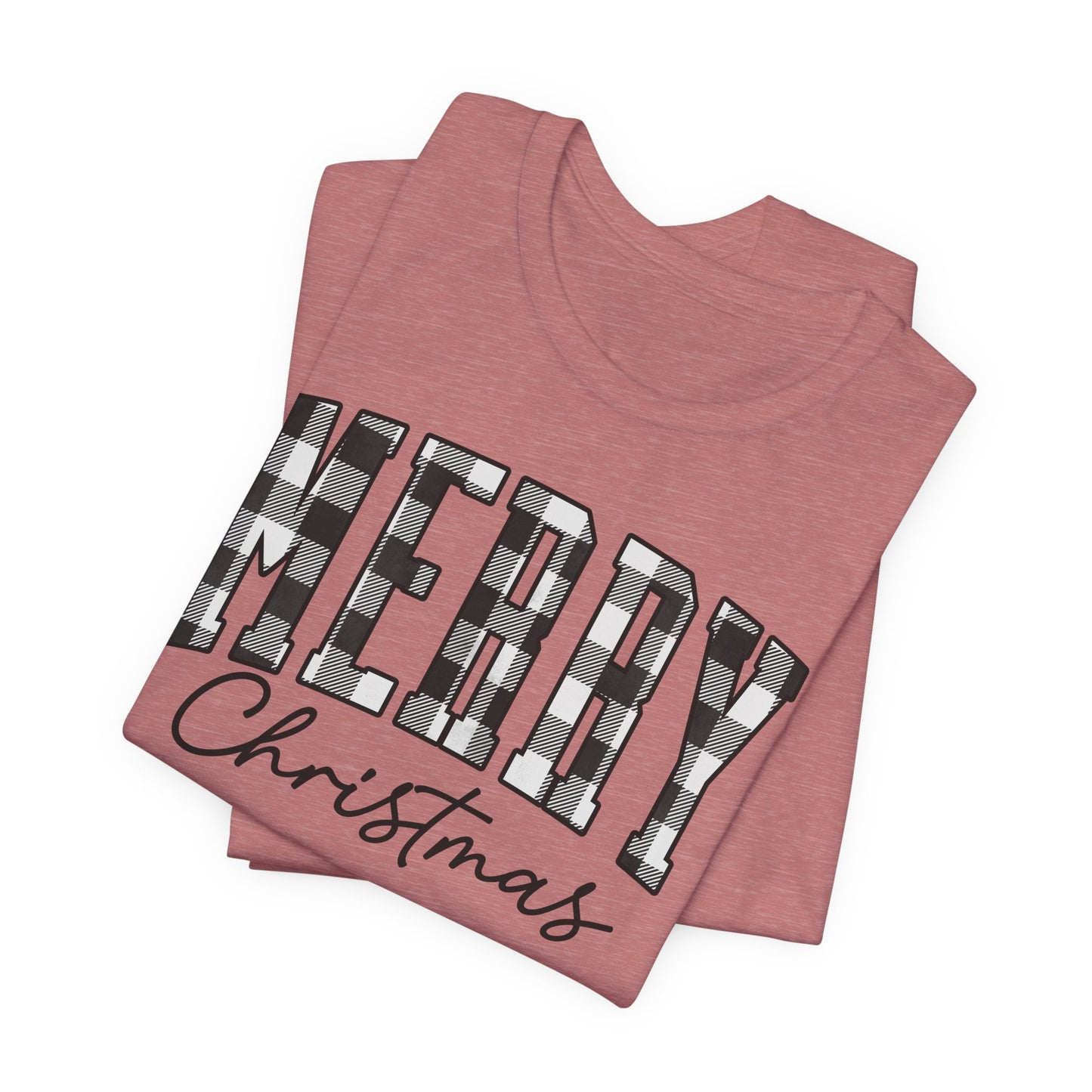 Buffalo plaid Merry Christmas Unisex Jersey Short Sleeve Tee - sizes S - 3X