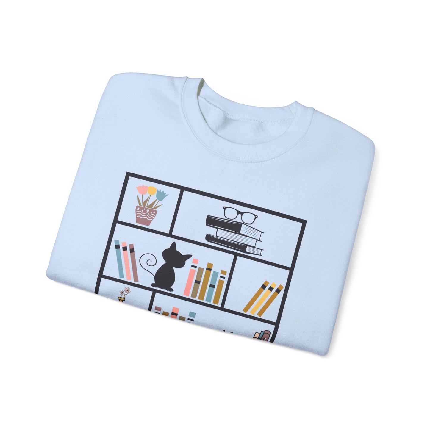 Unisex Heavy Blend™ Crewneck Sweatshirt - cute bookshelf with cat - sizes S - 3X