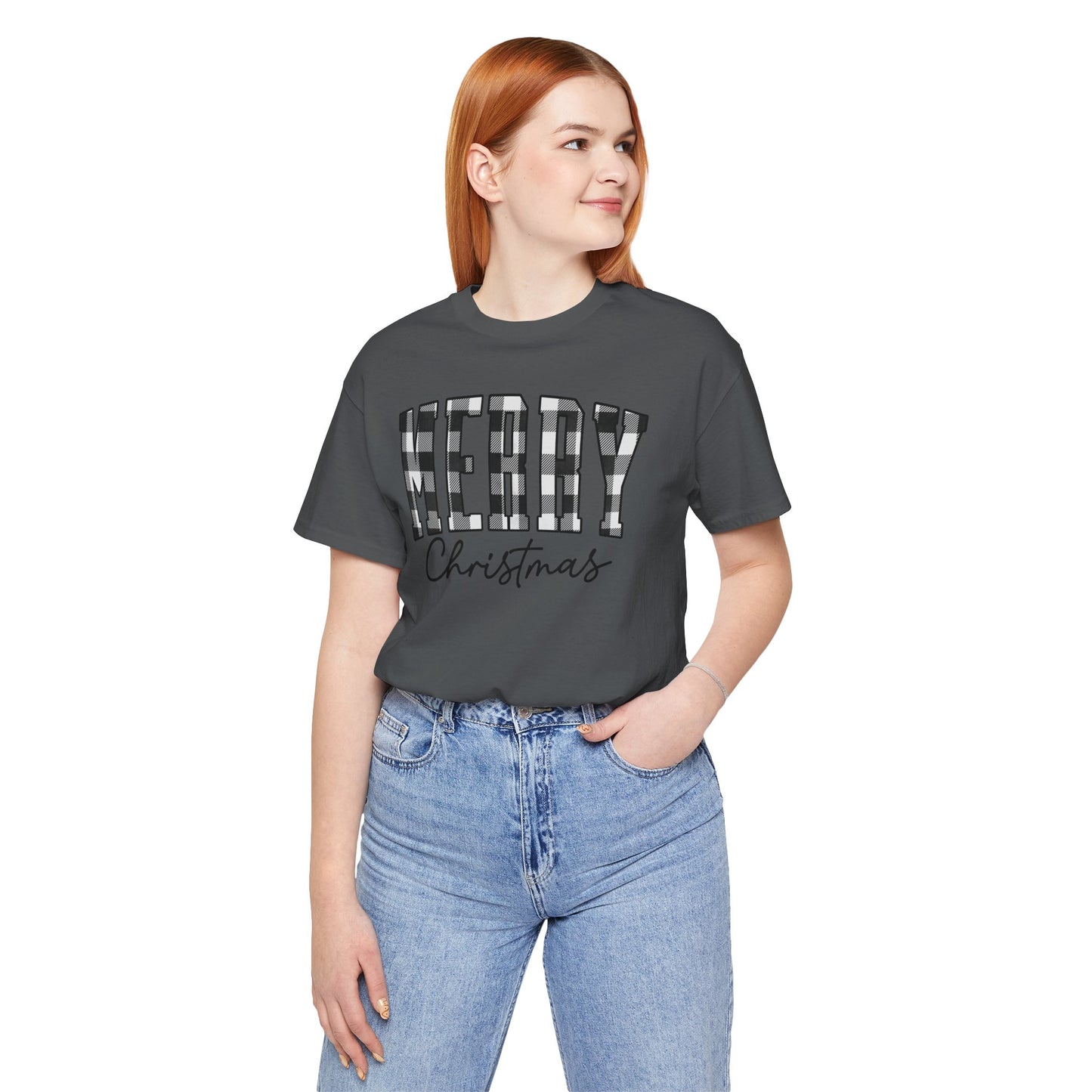 Buffalo plaid Merry Christmas Unisex Jersey Short Sleeve Tee - sizes S - 3X