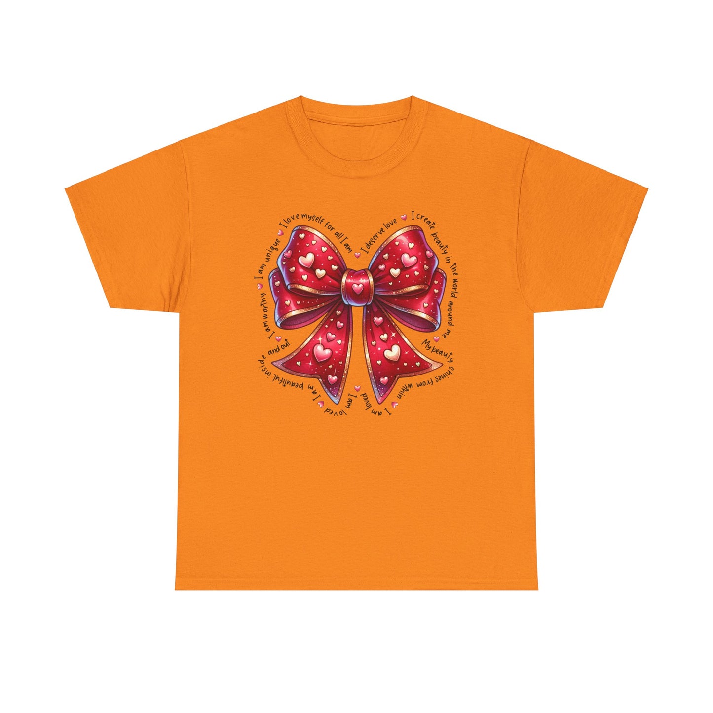 Bow Unisex Heavy Cotton Tee - Valentine's Day, Fun and Inspiring Girly Design