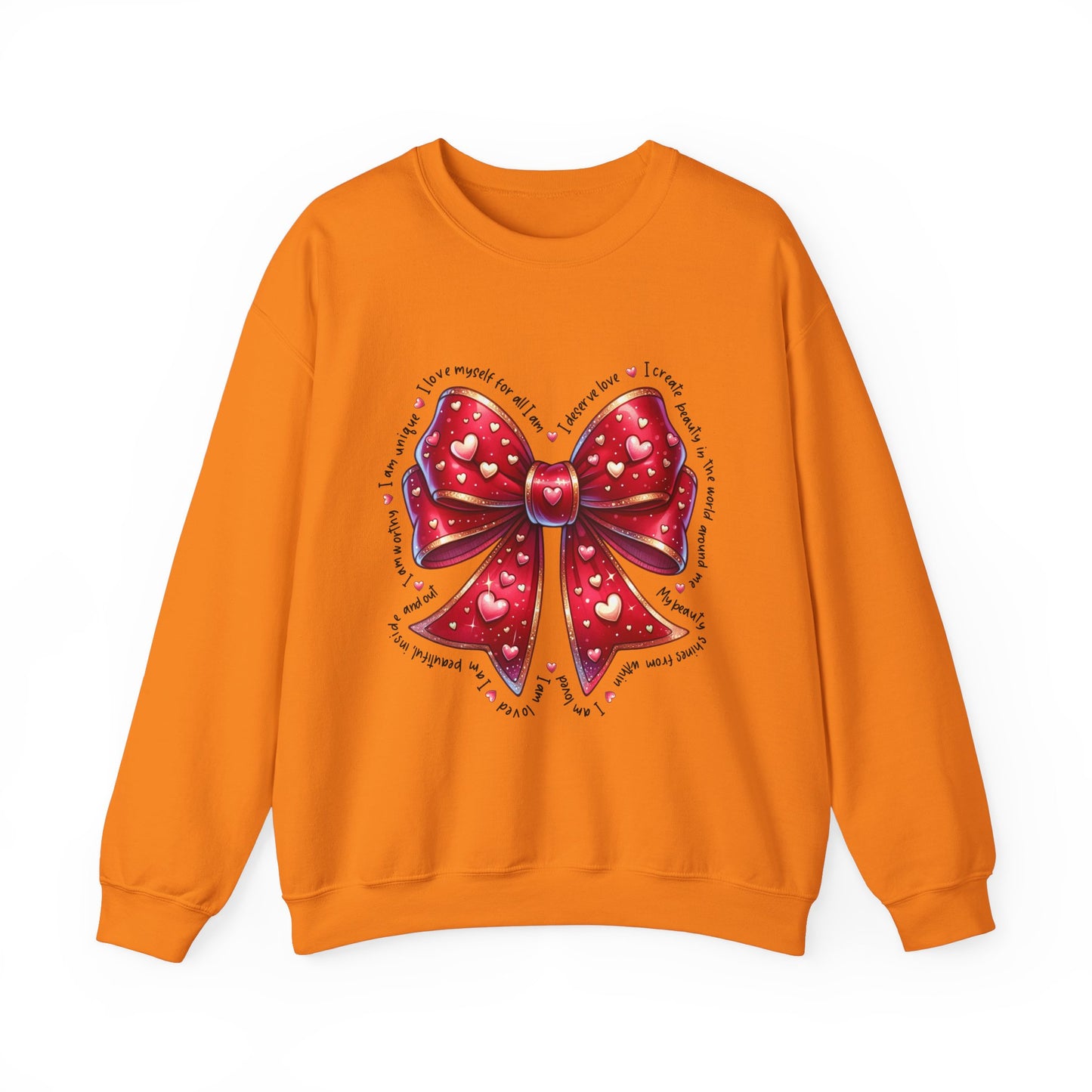 Bow Unisex Heavy Blend Crewneck Sweatshirt - Valentine's Day Warm & Cozy Girly Design