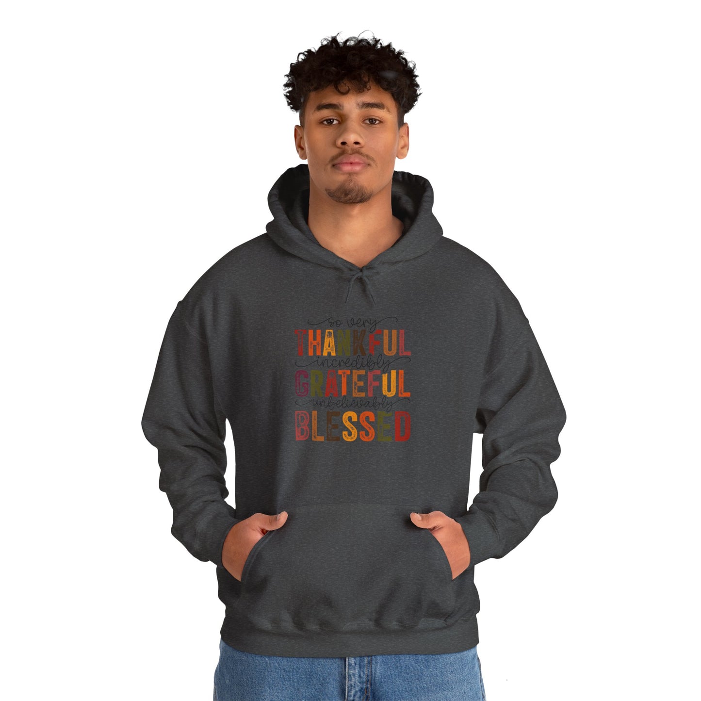 Thankful, Grateful, Blessed, Unisex Heavy Blend Hooded Sweatshirt