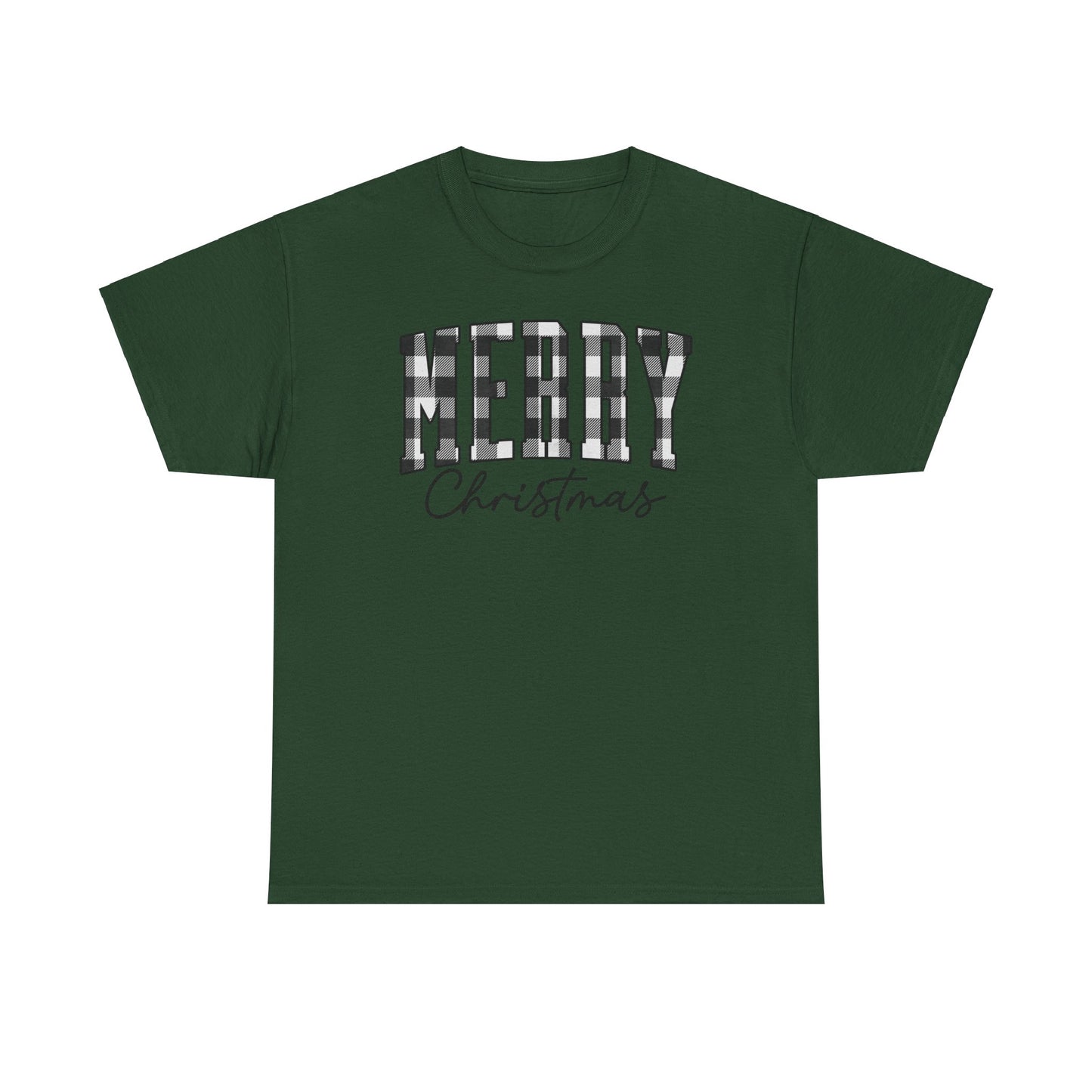 Buffalo Plaid Merry Christmas Unisex Heavy Cotton Tee - sizes S - 5X