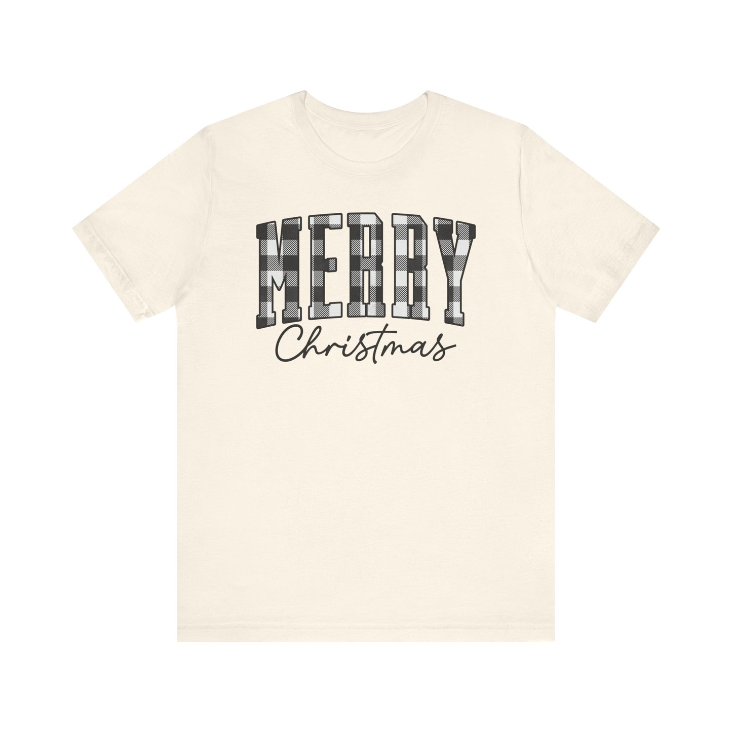 Buffalo plaid Merry Christmas Unisex Jersey Short Sleeve Tee - sizes S - 3X