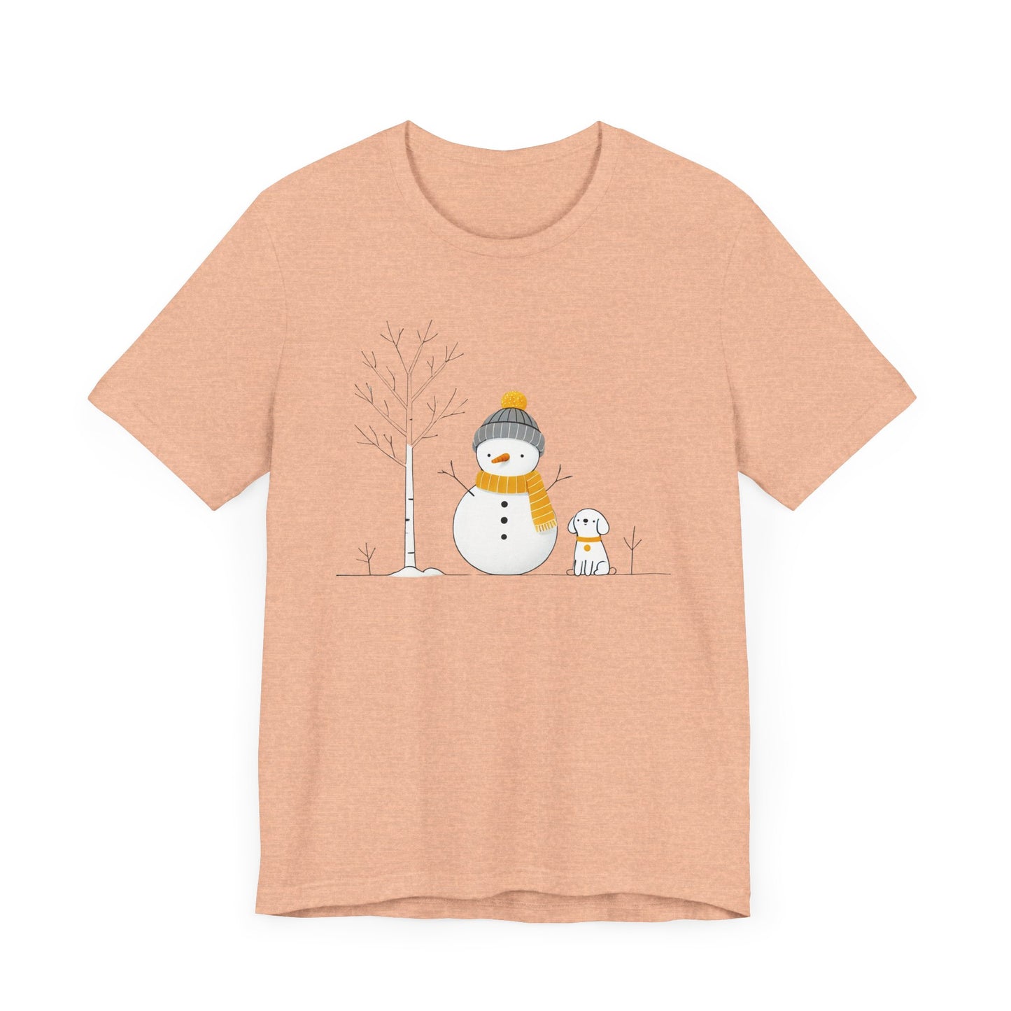 Snowman and dog winter scene Unisex Jersey Short Sleeve Tee - sizes S - 3X