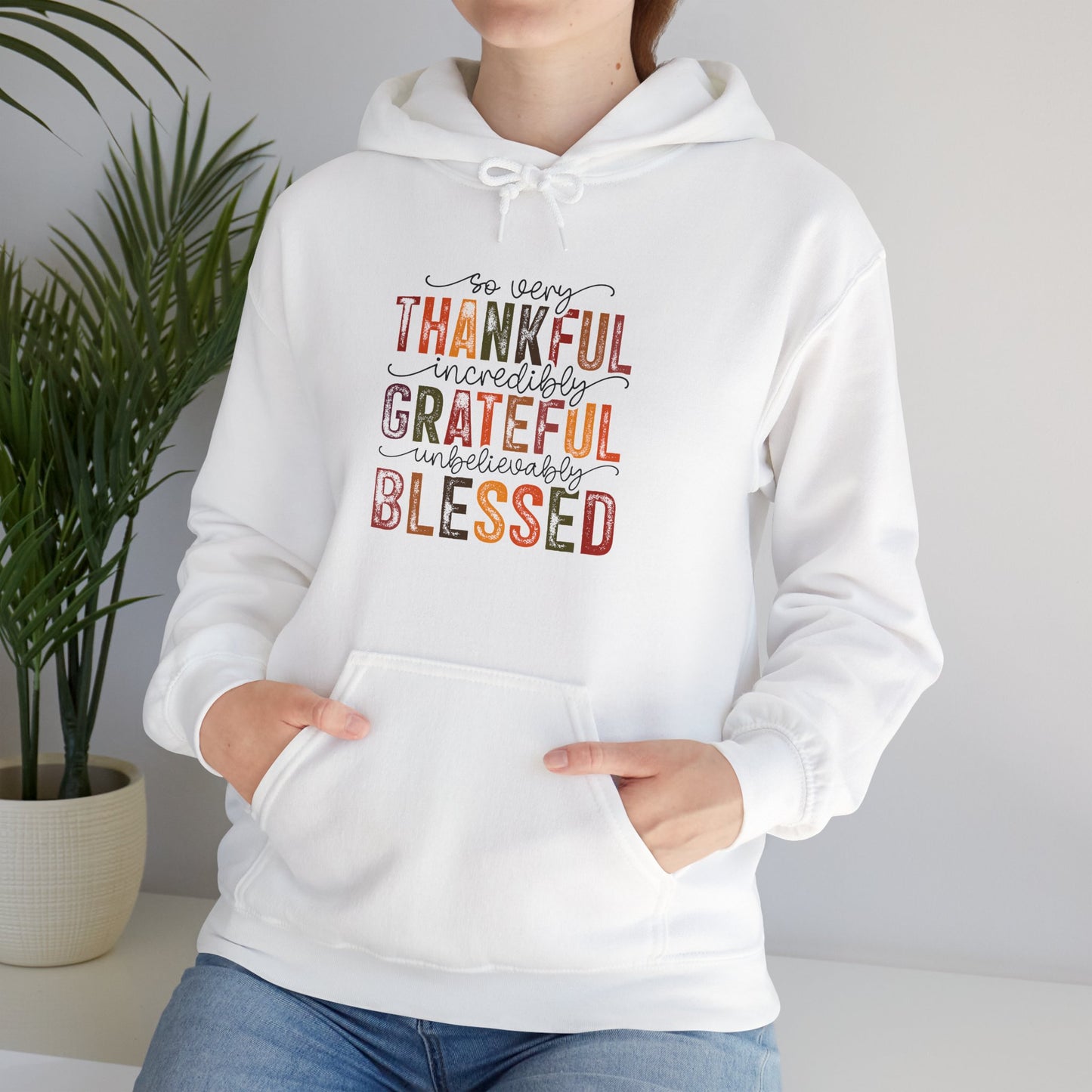 Thankful, Grateful, Blessed, Unisex Heavy Blend Hooded Sweatshirt