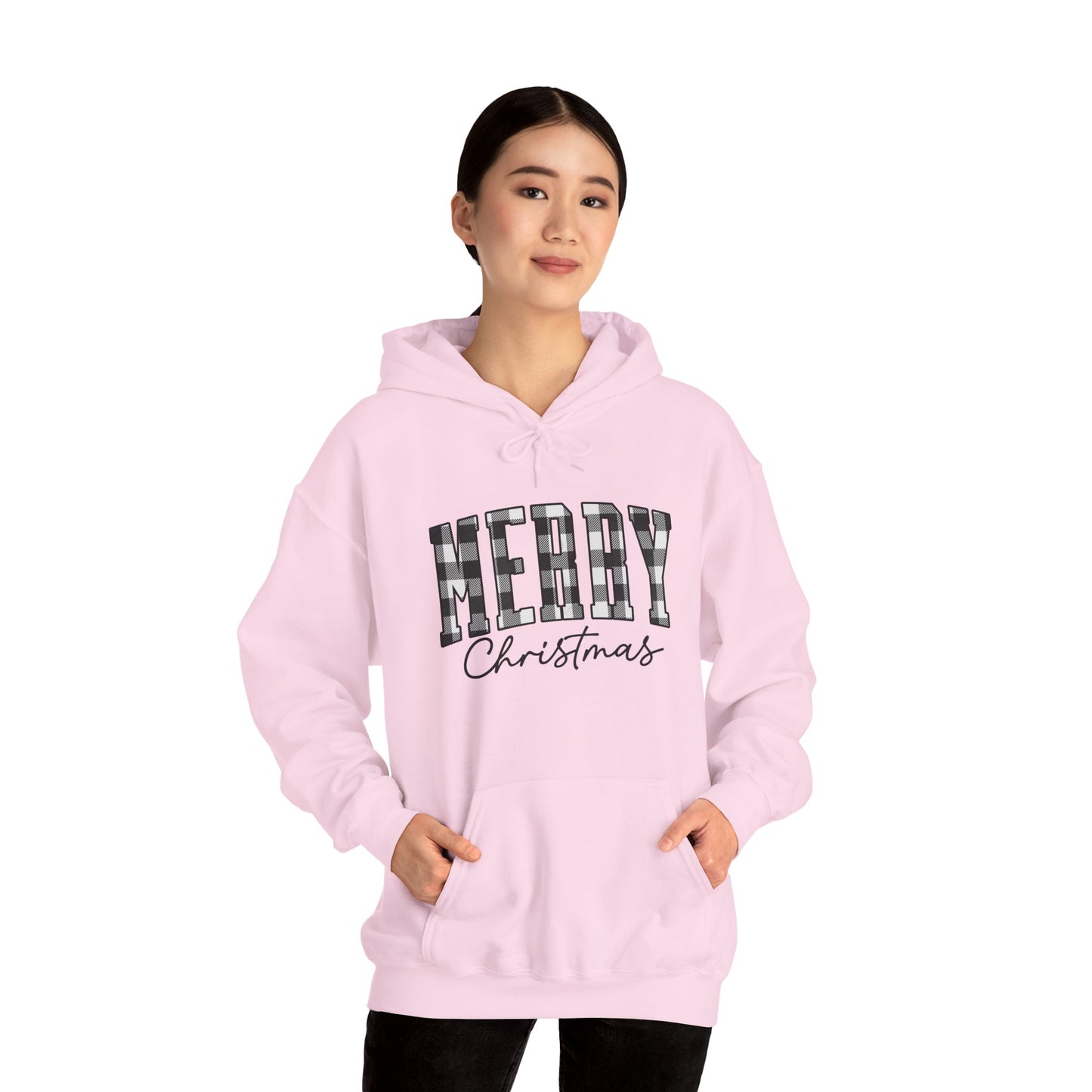 Buffalo Plaid Merry Christmas Unisex Heavy Blend™ Hooded Sweatshirt - size S - 3X