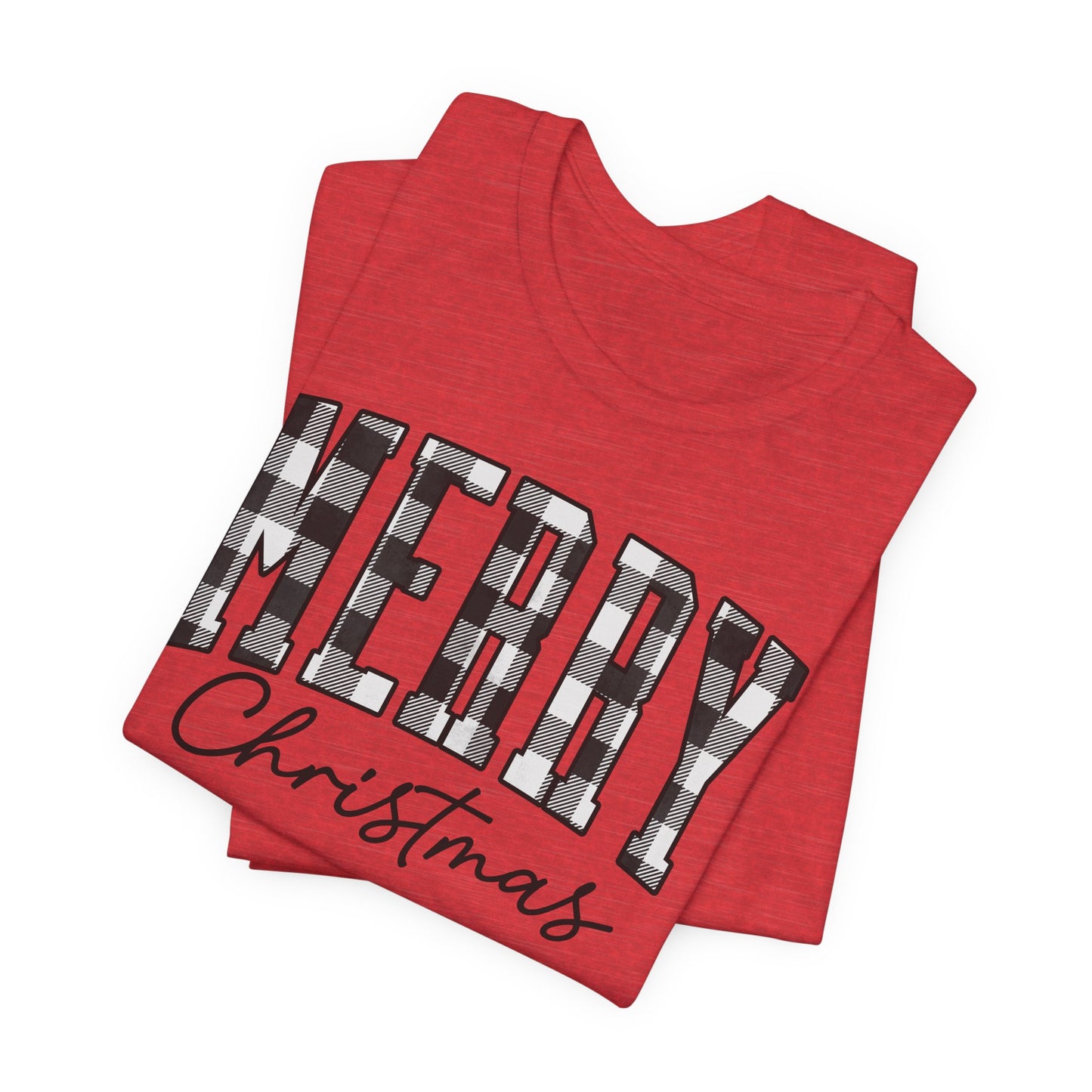 Buffalo plaid Merry Christmas Unisex Jersey Short Sleeve Tee - sizes S - 3X