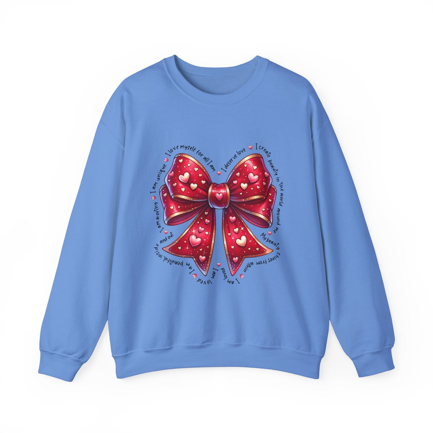 Bow Unisex Heavy Blend Crewneck Sweatshirt - Valentine's Day Warm & Cozy Girly Design