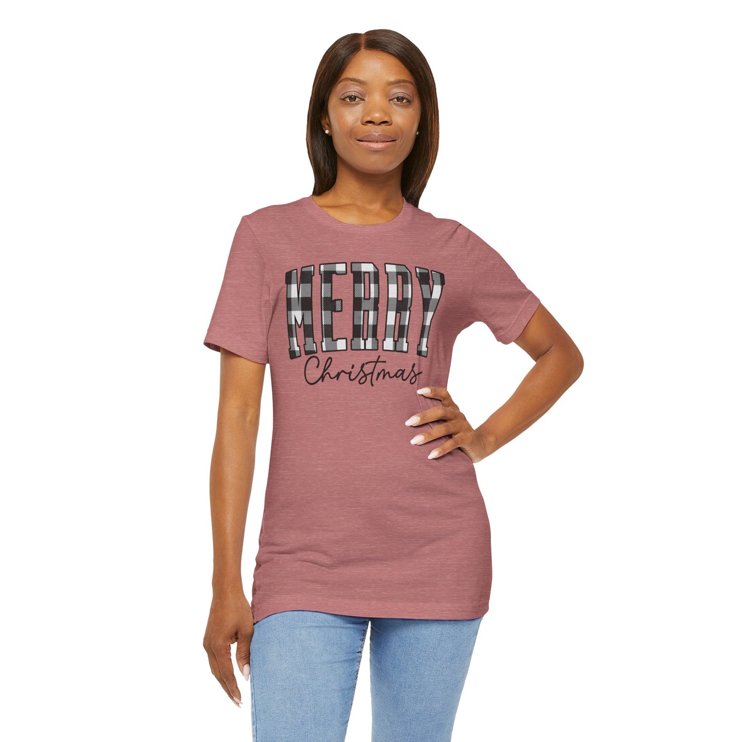 Buffalo plaid Merry Christmas Unisex Jersey Short Sleeve Tee - sizes S - 3X
