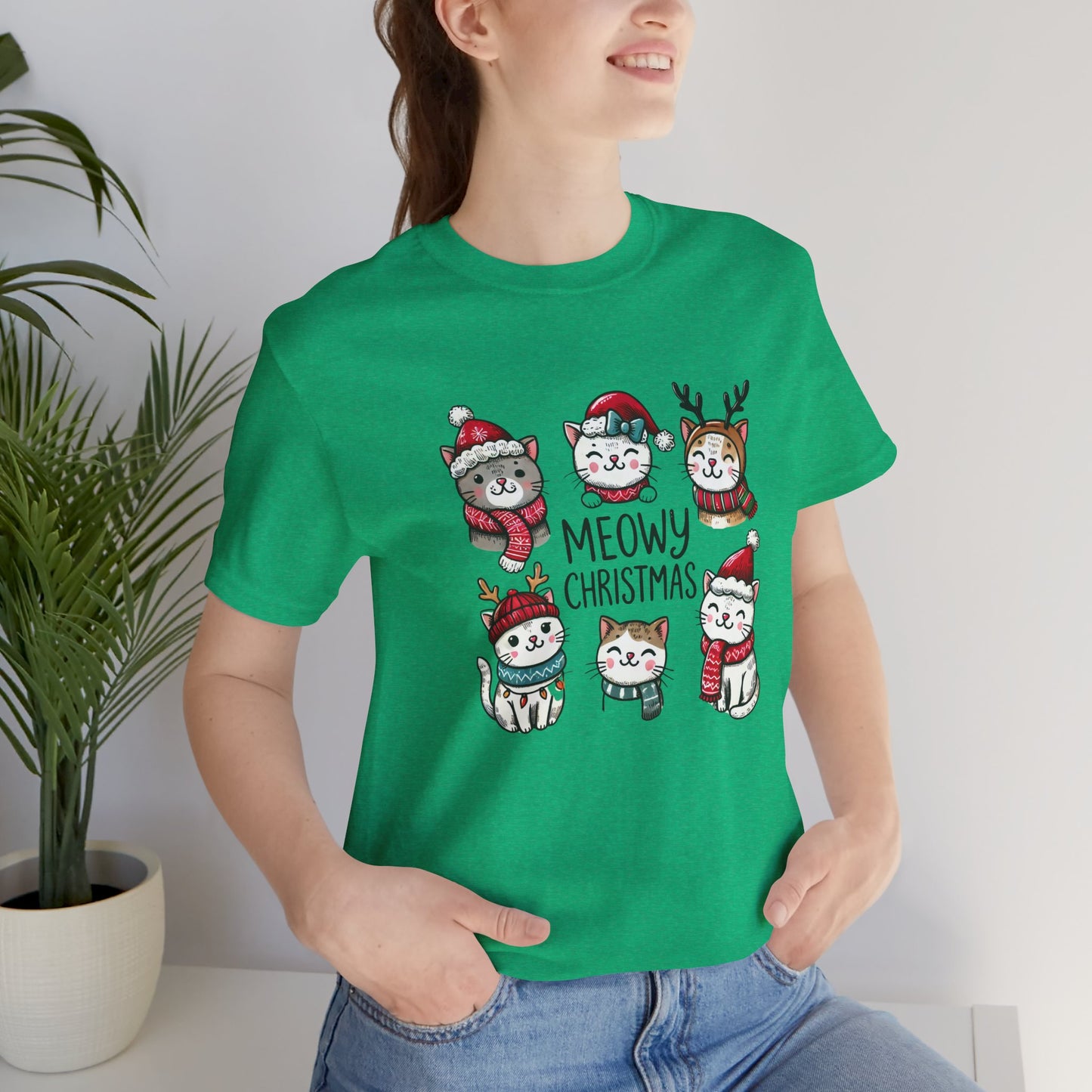 Meowy Christmas Unisex Jersey Short Sleeve Tee - size S - 3X