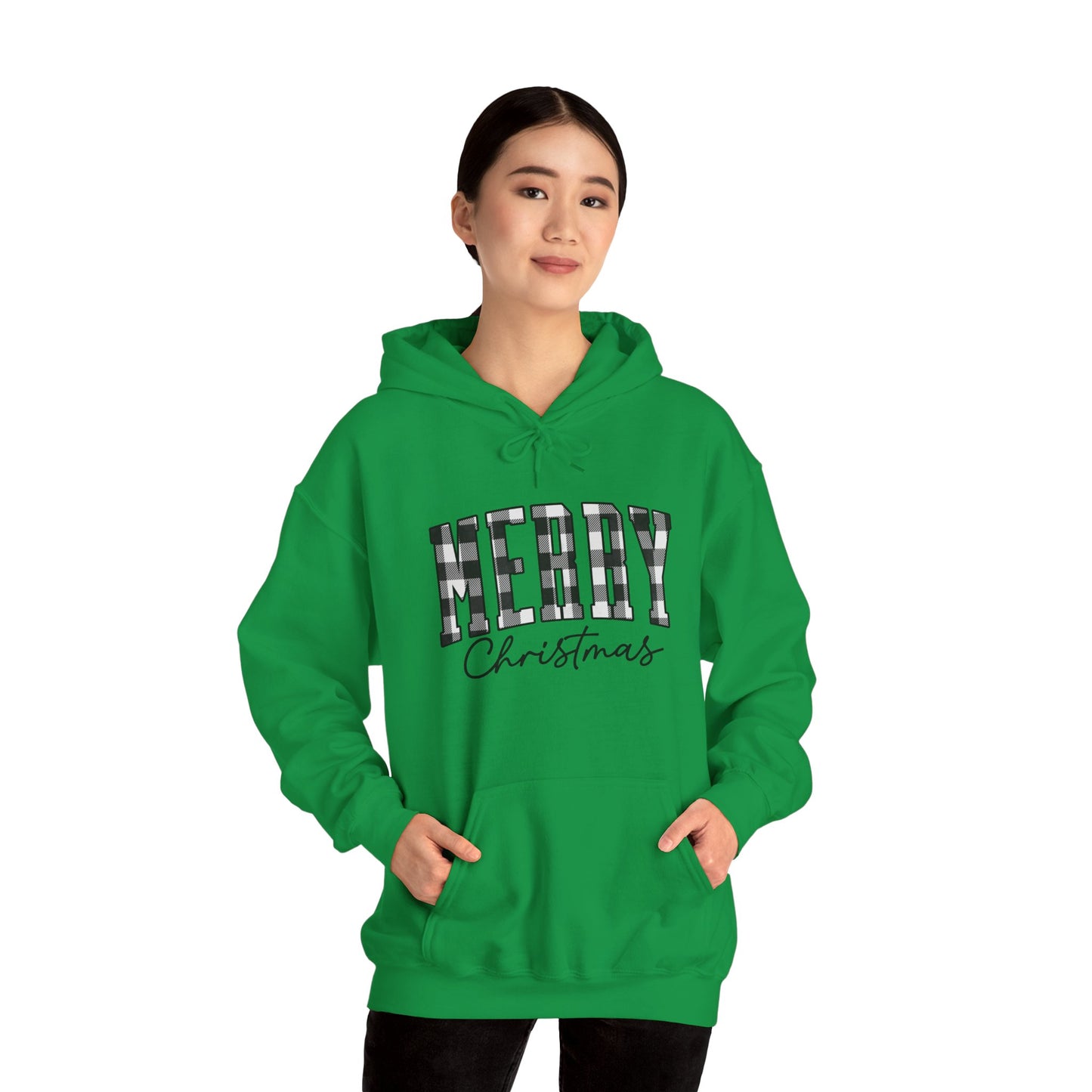 Buffalo Plaid Merry Christmas Unisex Heavy Blend™ Hooded Sweatshirt - size S - 3X