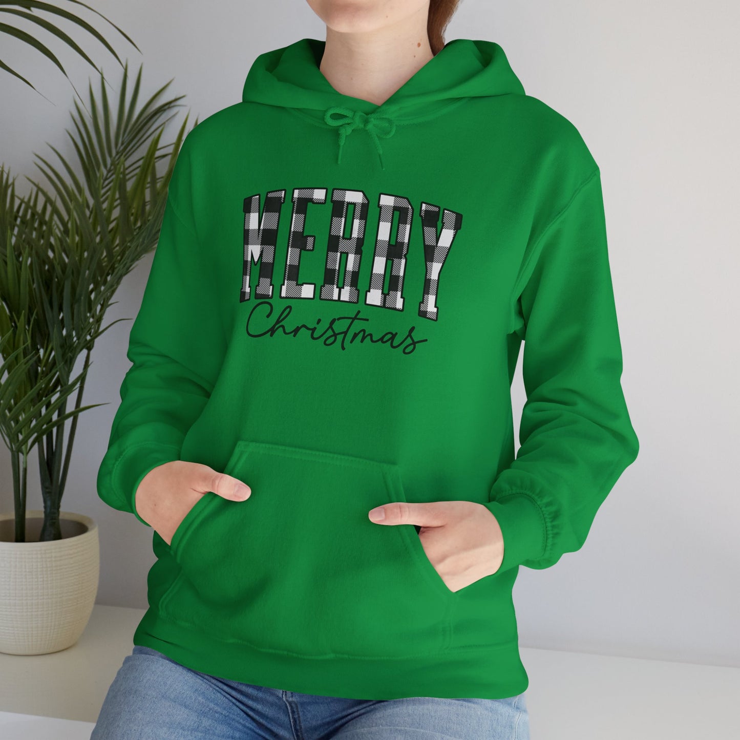 Buffalo Plaid Merry Christmas Unisex Heavy Blend™ Hooded Sweatshirt - size S - 3X