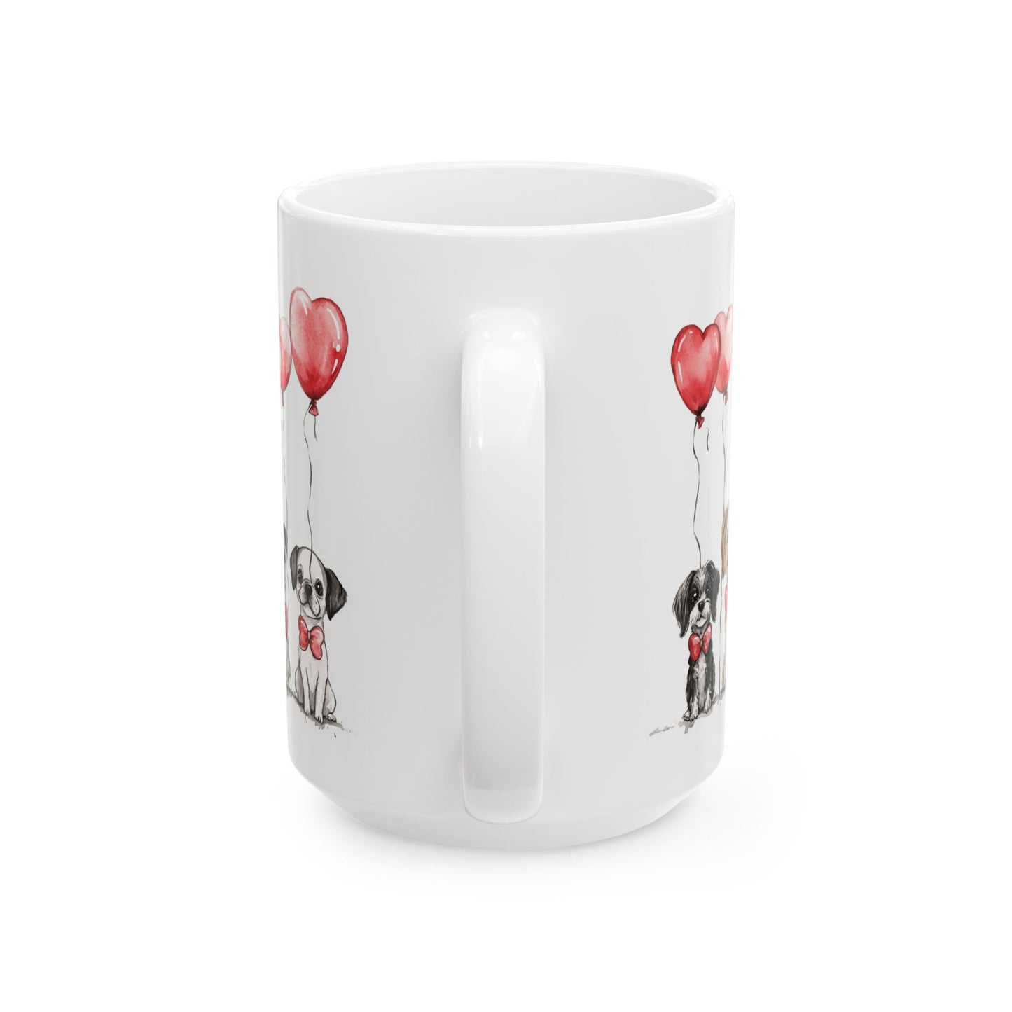Ceramic Mug - Puppy Love Valentine's Day, Dog Lover, Heart Balloons - 11 oz or 15 oz