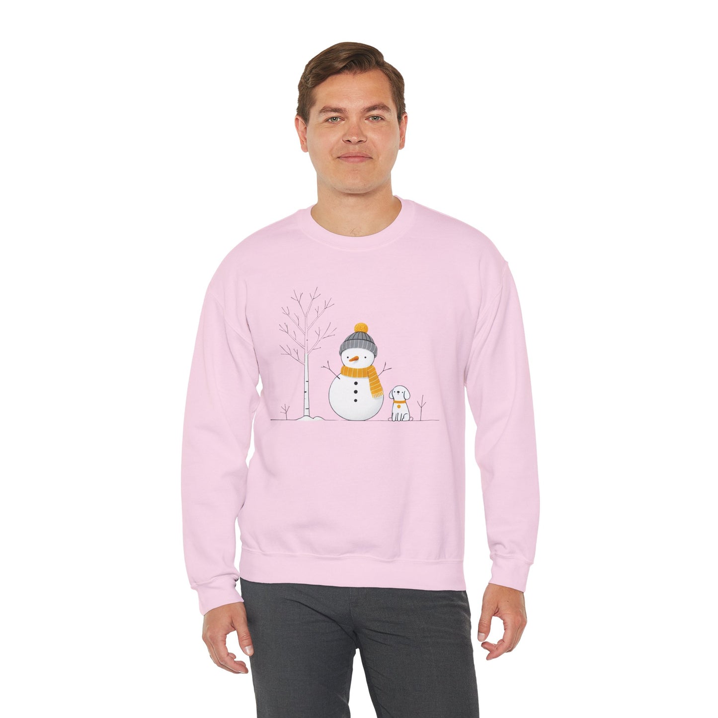 Snowman and Dog Winter Scene Unisex Heavy Blend™ Crewneck Sweatshirt - size S - 3X