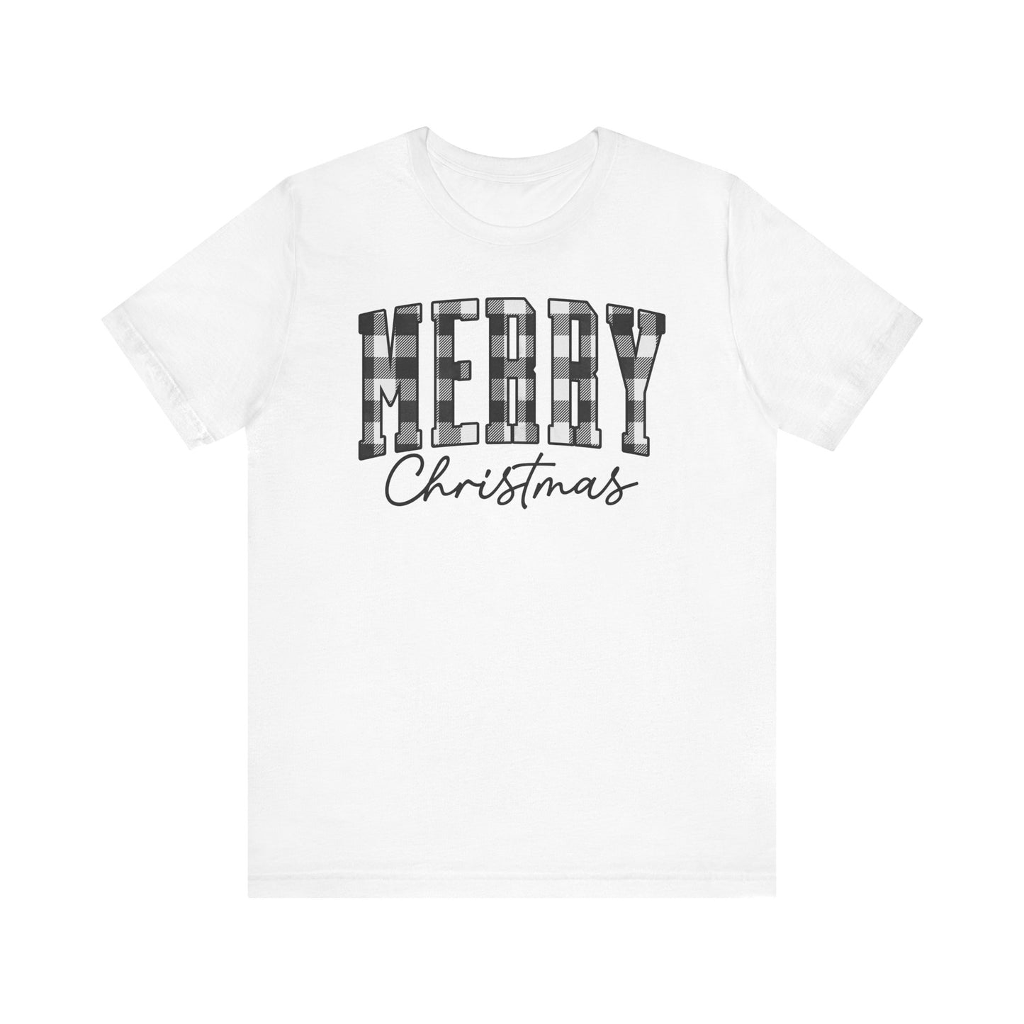 Buffalo plaid Merry Christmas Unisex Jersey Short Sleeve Tee - sizes S - 3X