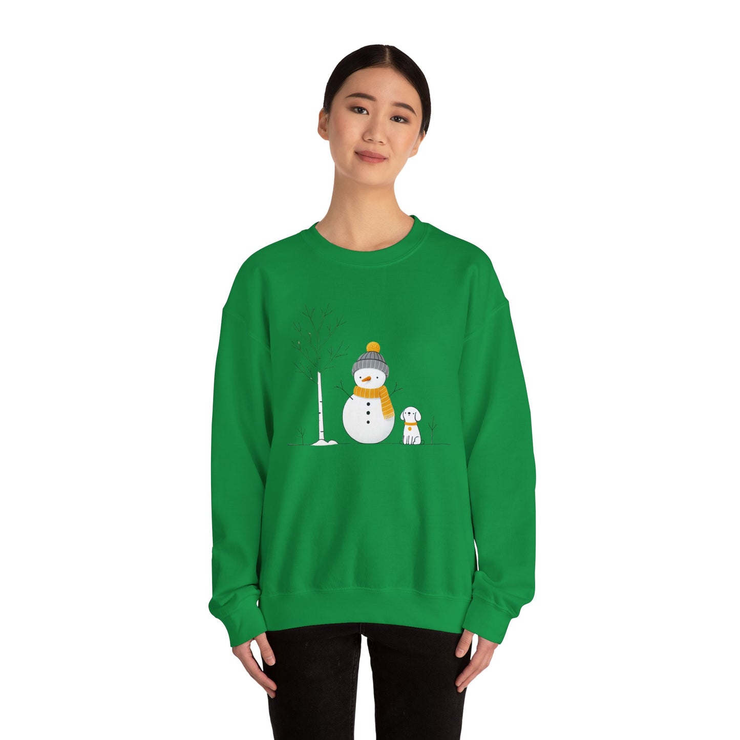 Snowman and Dog Winter Scene Unisex Heavy Blend™ Crewneck Sweatshirt - size S - 3X