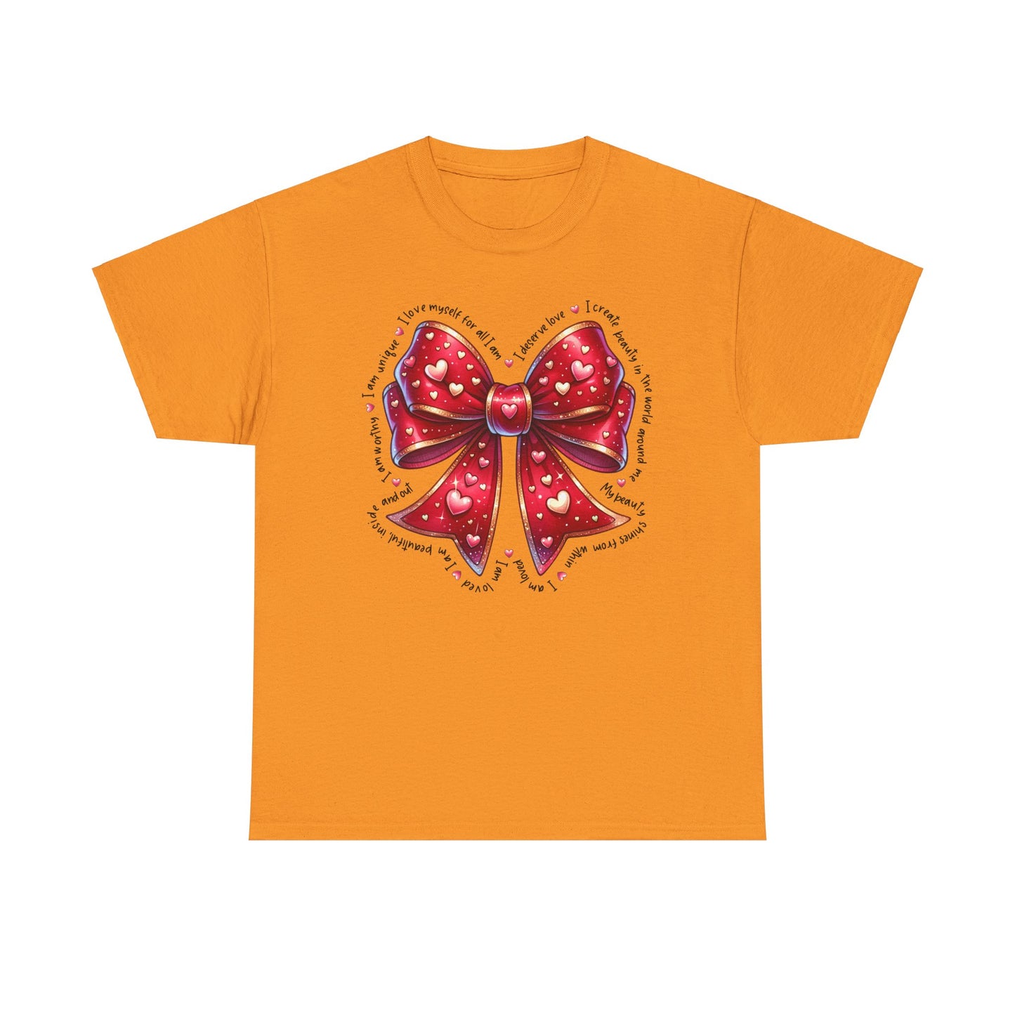 Bow Unisex Heavy Cotton Tee - Valentine's Day, Fun and Inspiring Girly Design