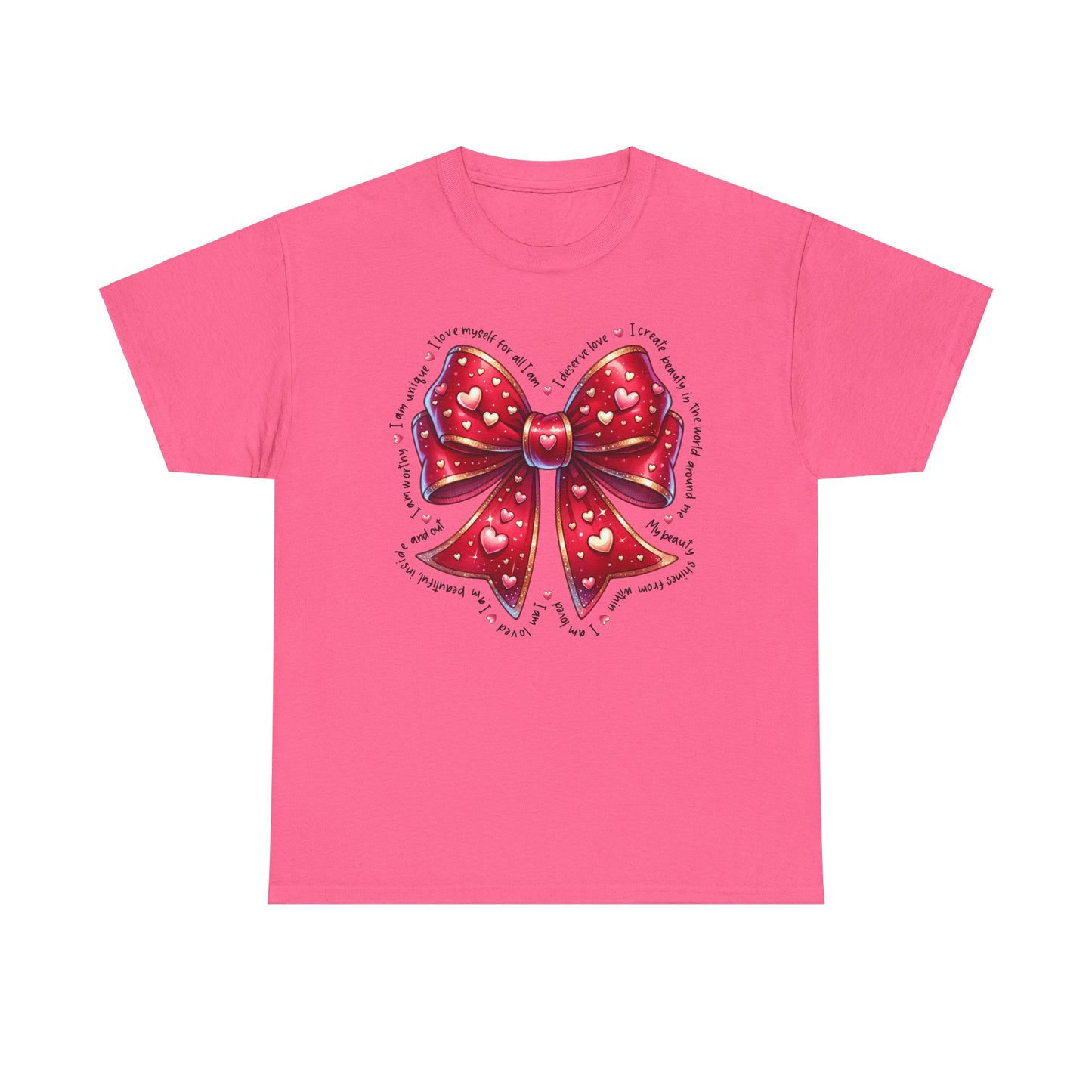 Bow Unisex Heavy Cotton Tee - Valentine's Day, Fun and Inspiring Girly Design