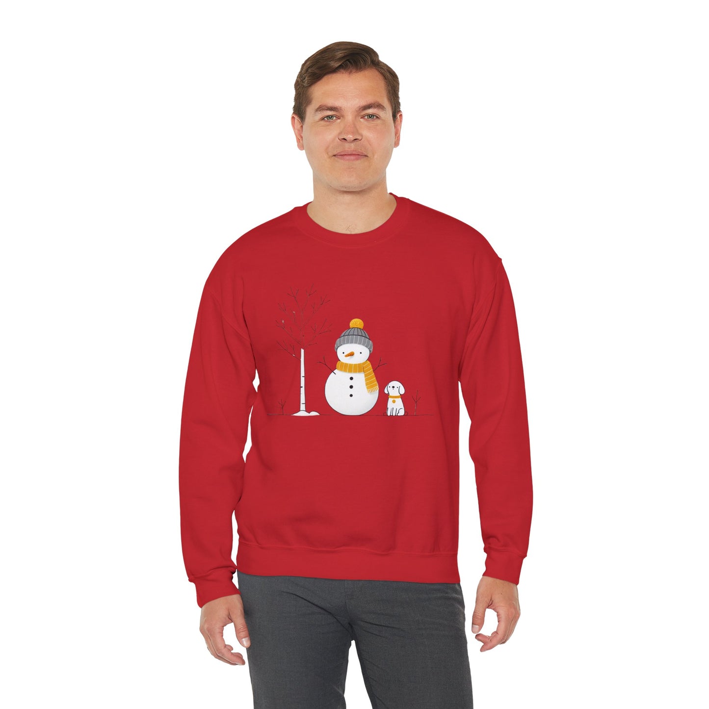 Snowman and Dog Winter Scene Unisex Heavy Blend™ Crewneck Sweatshirt - size S - 3X