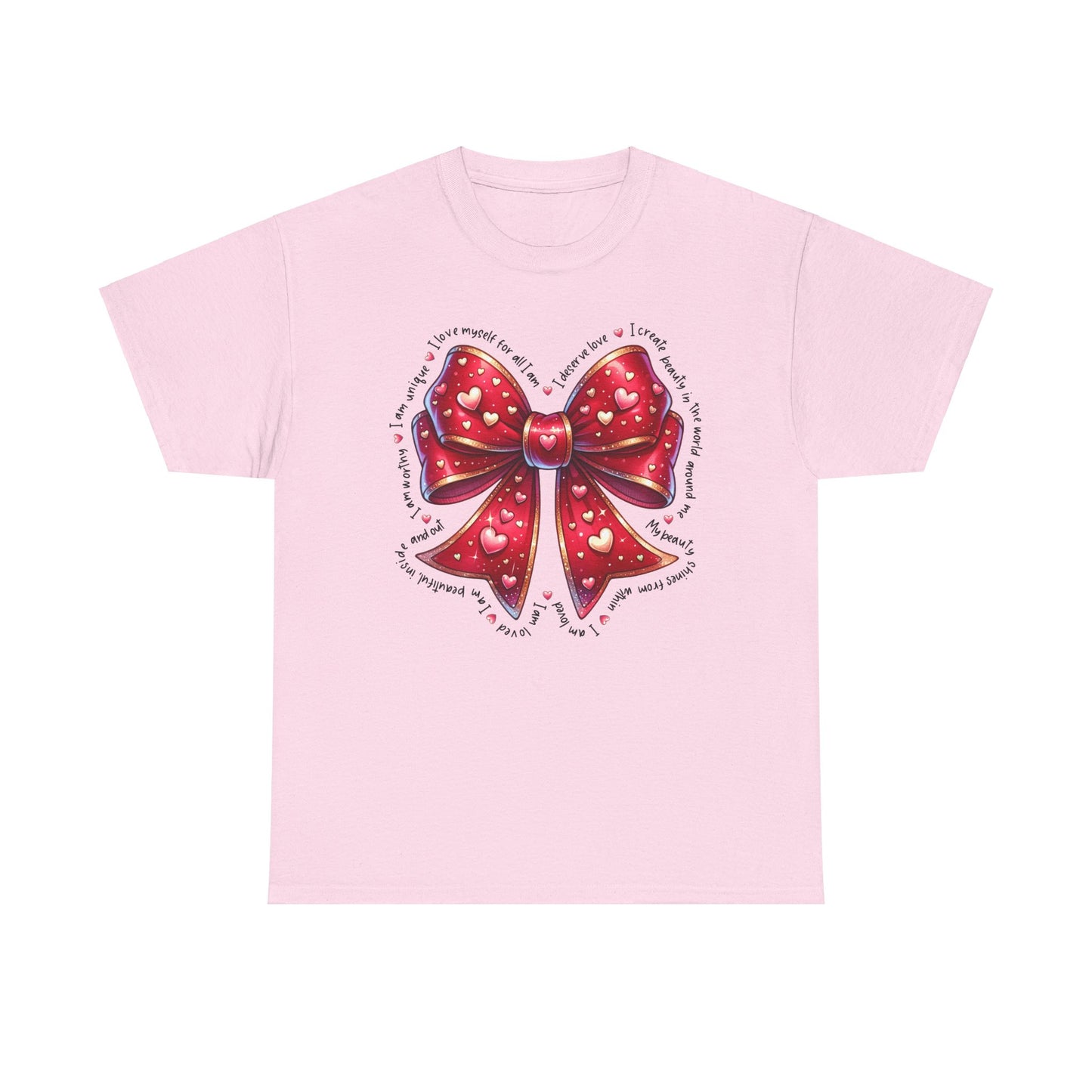 Bow Unisex Heavy Cotton Tee - Valentine's Day, Fun and Inspiring Girly Design