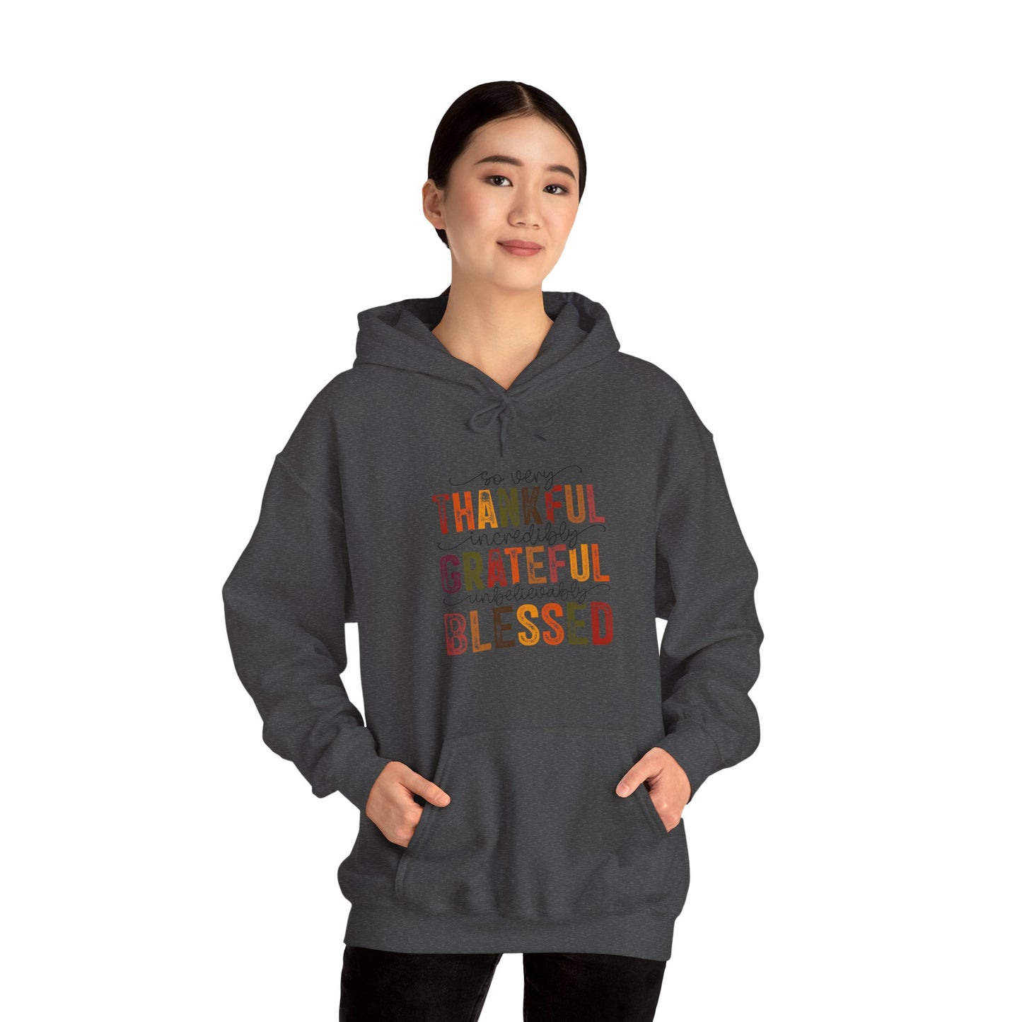 Thankful, Grateful, Blessed, Unisex Heavy Blend Hooded Sweatshirt