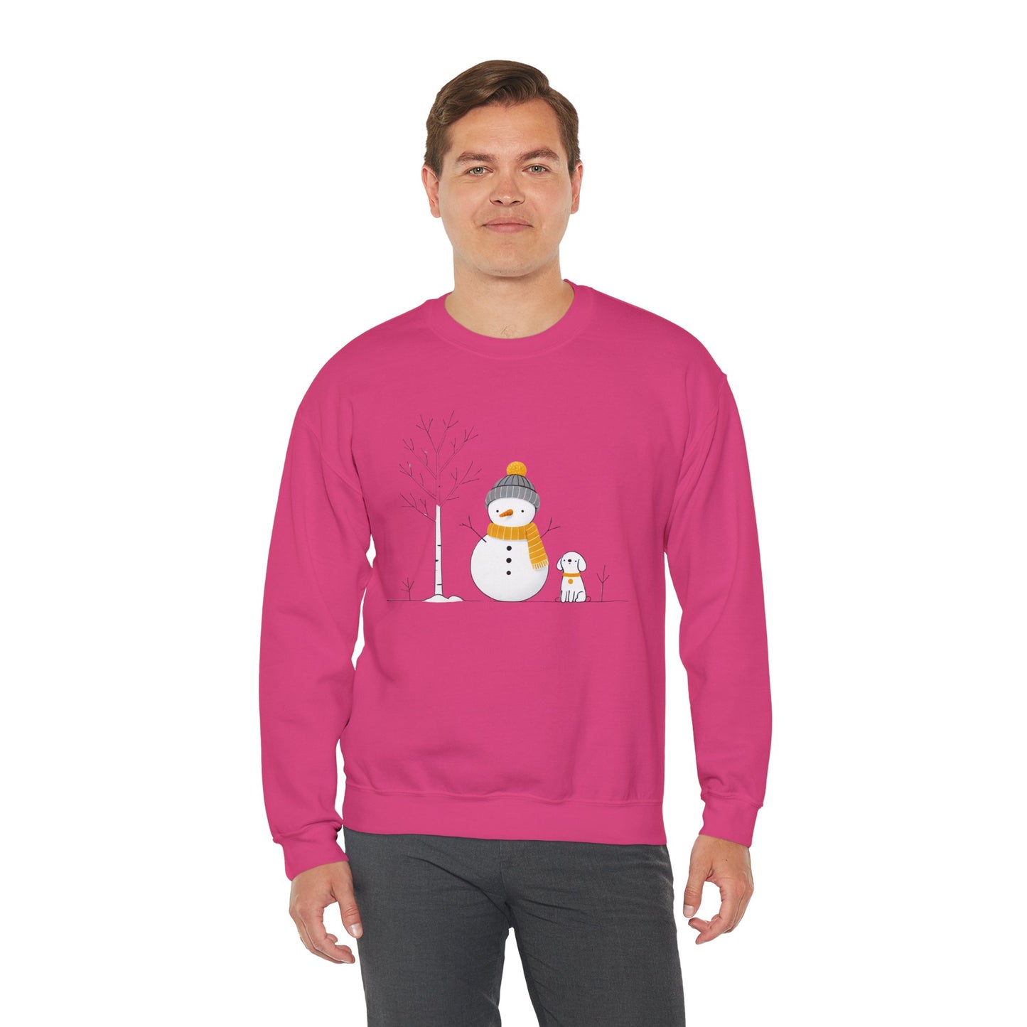 Snowman and Dog Winter Scene Unisex Heavy Blend™ Crewneck Sweatshirt - size S - 3X