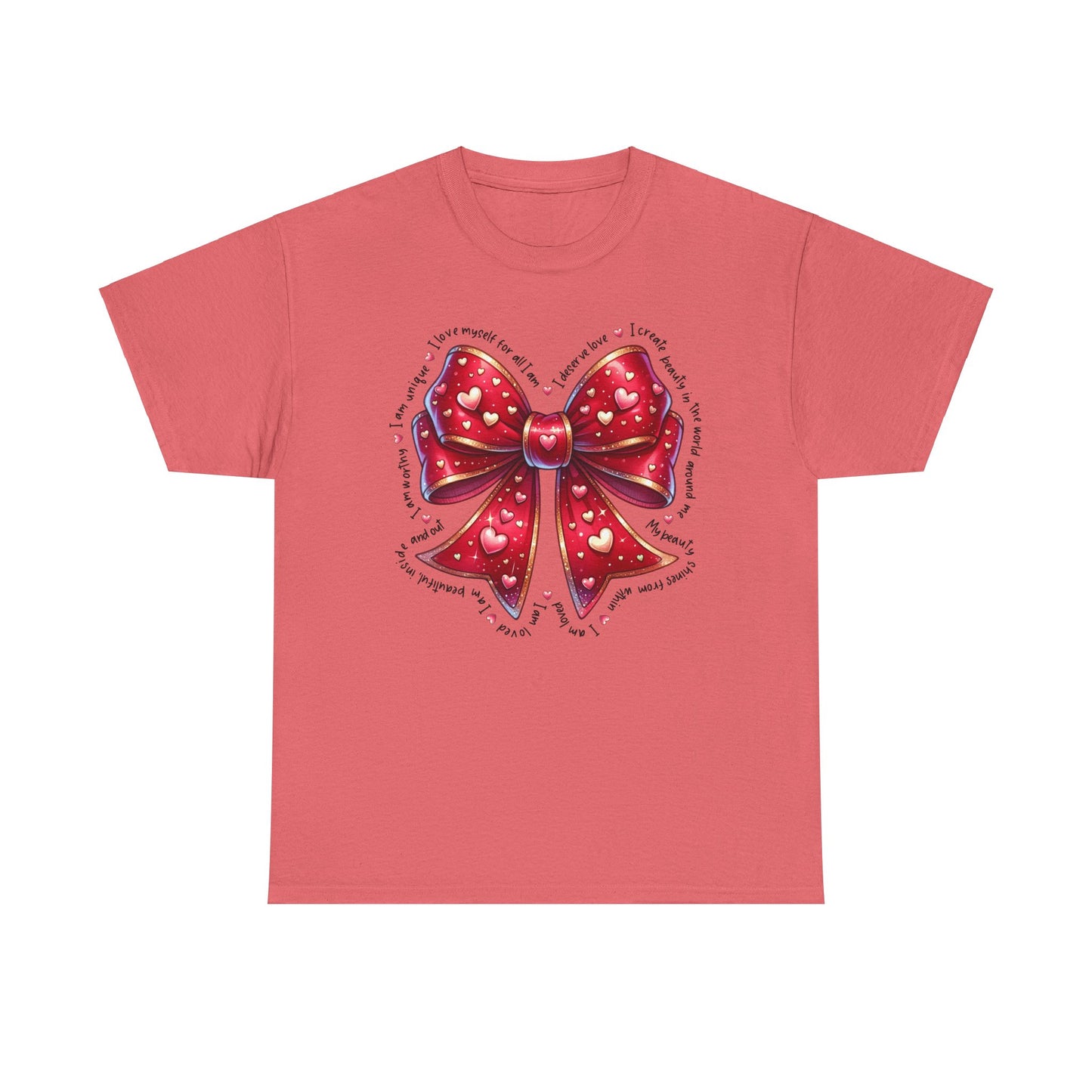 Bow Unisex Heavy Cotton Tee - Valentine's Day, Fun and Inspiring Girly Design