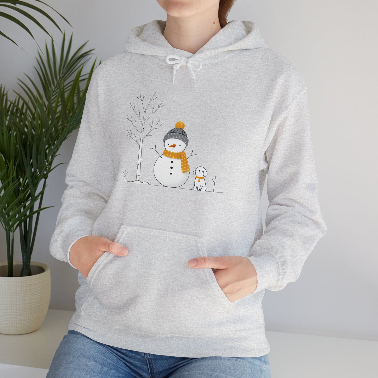 Snowman and dog winter scene Unisex Heavy Blend™ Hooded Sweatshirt - sizes S - 3X